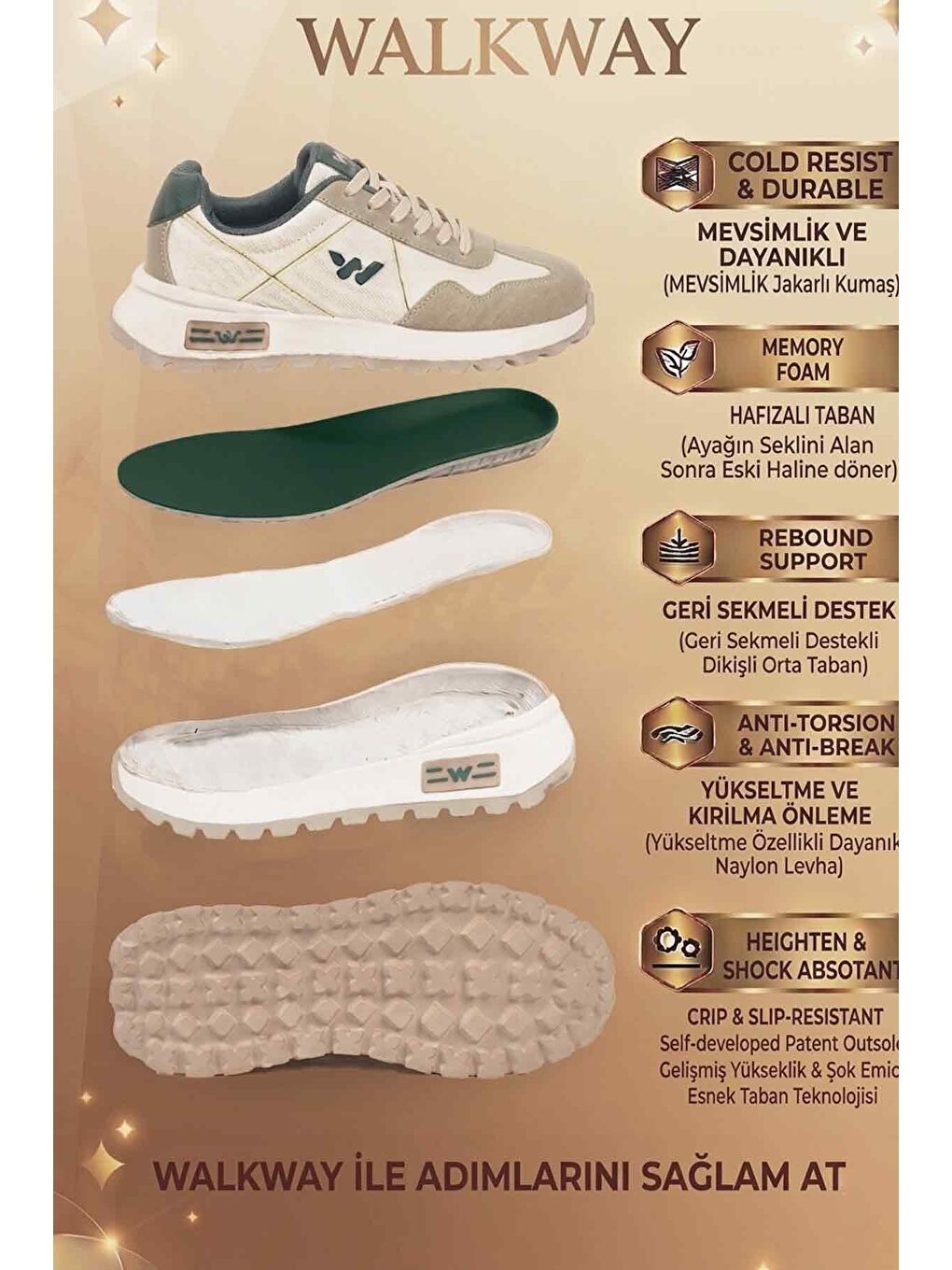 Beyaz Hafızalı Taban Hafif Esnek Unisex Spor Ayakkabı Muveon G-4