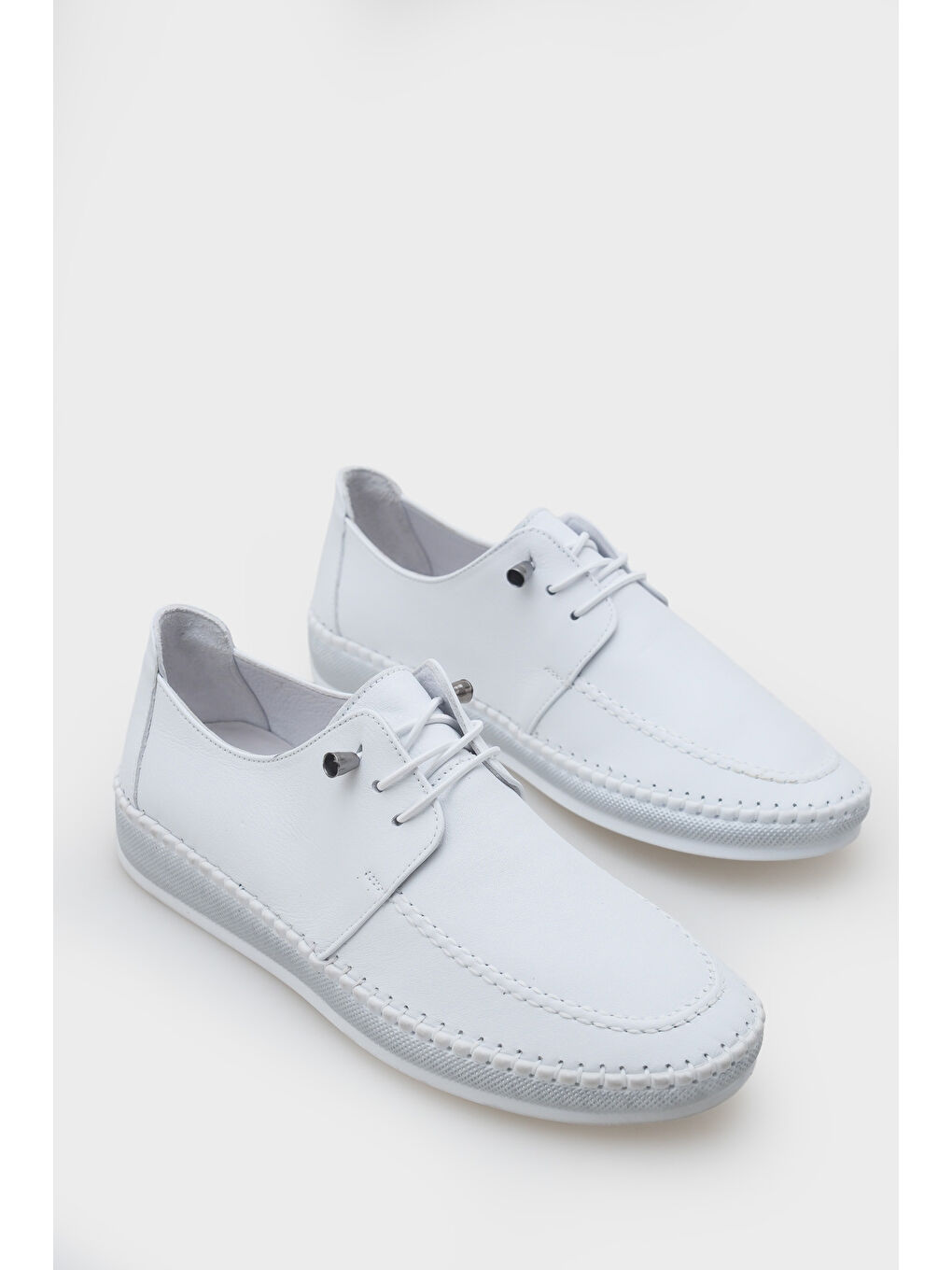 Beyaz Michele Hakiki Deri Soft Konfor Tabanlı Kadın Sneaker-1