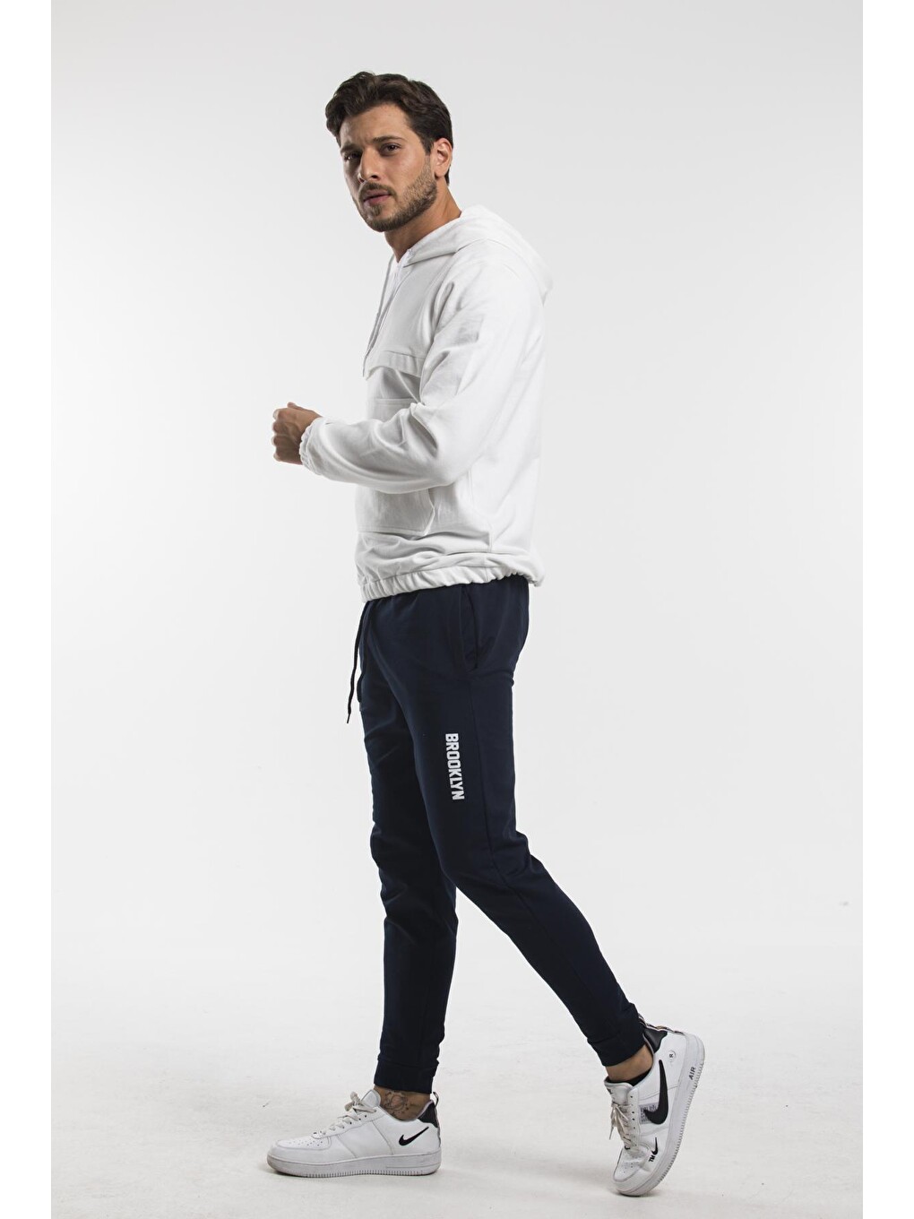 Lacivert Erkek Regular/normal Kesim Lastik Belli Brooklyn Şehir Baskılı Eşofman Altı 24ea203-2