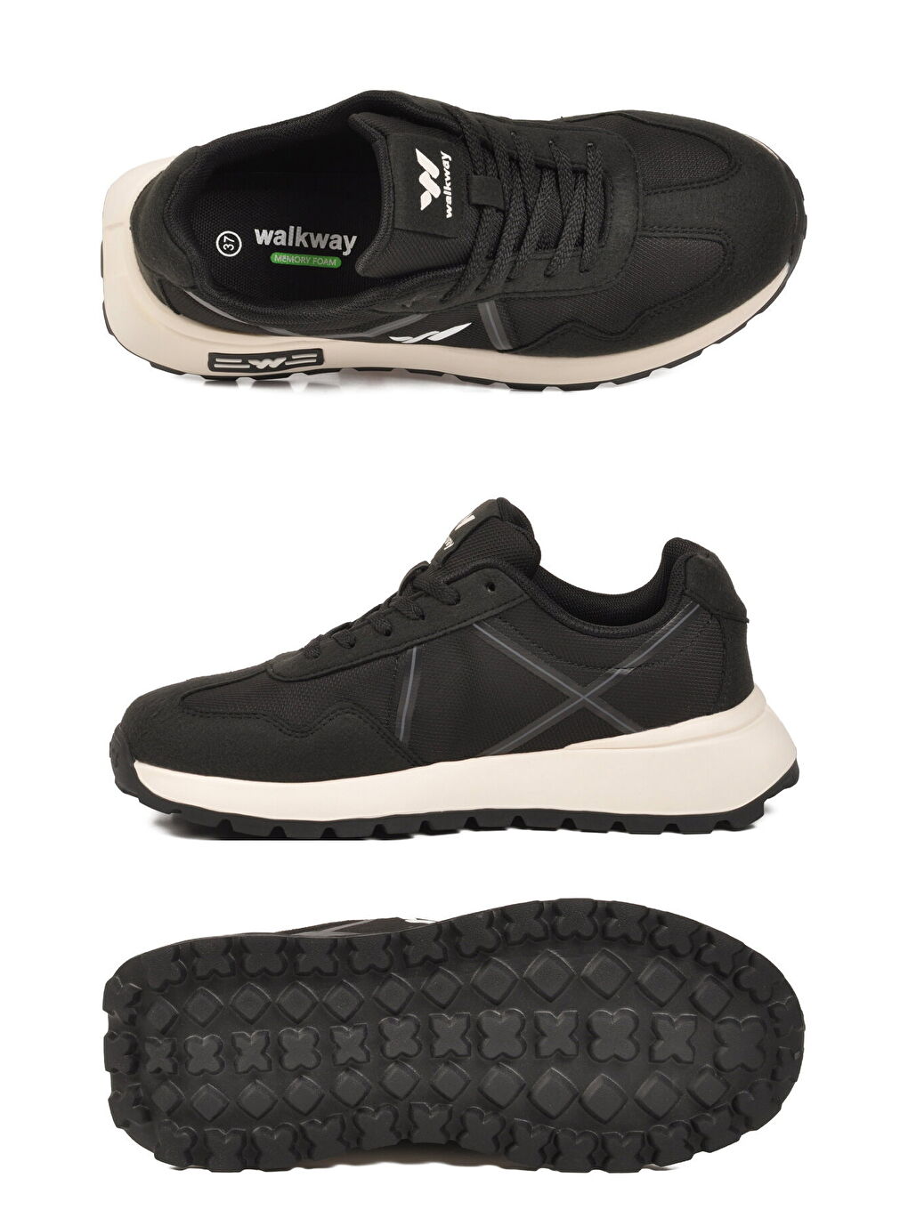 Siyah Hafızalı Taban Hafif Esnek Unisex Spor Ayakkabı Muveon G-3