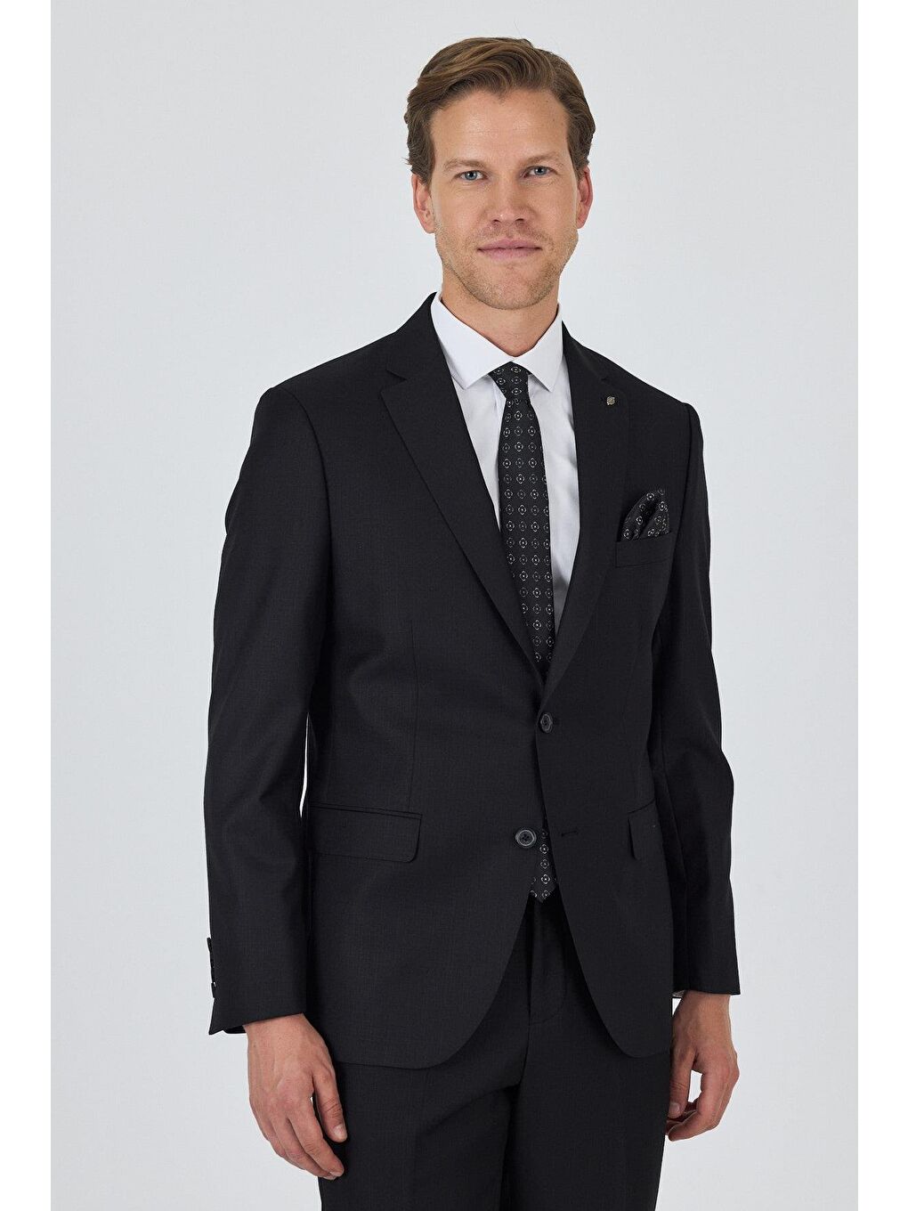 Siyah Düz Filafil Mono Yaka Tam Astar 6 Drop Comfort Fit Takım Elbise 1001250170