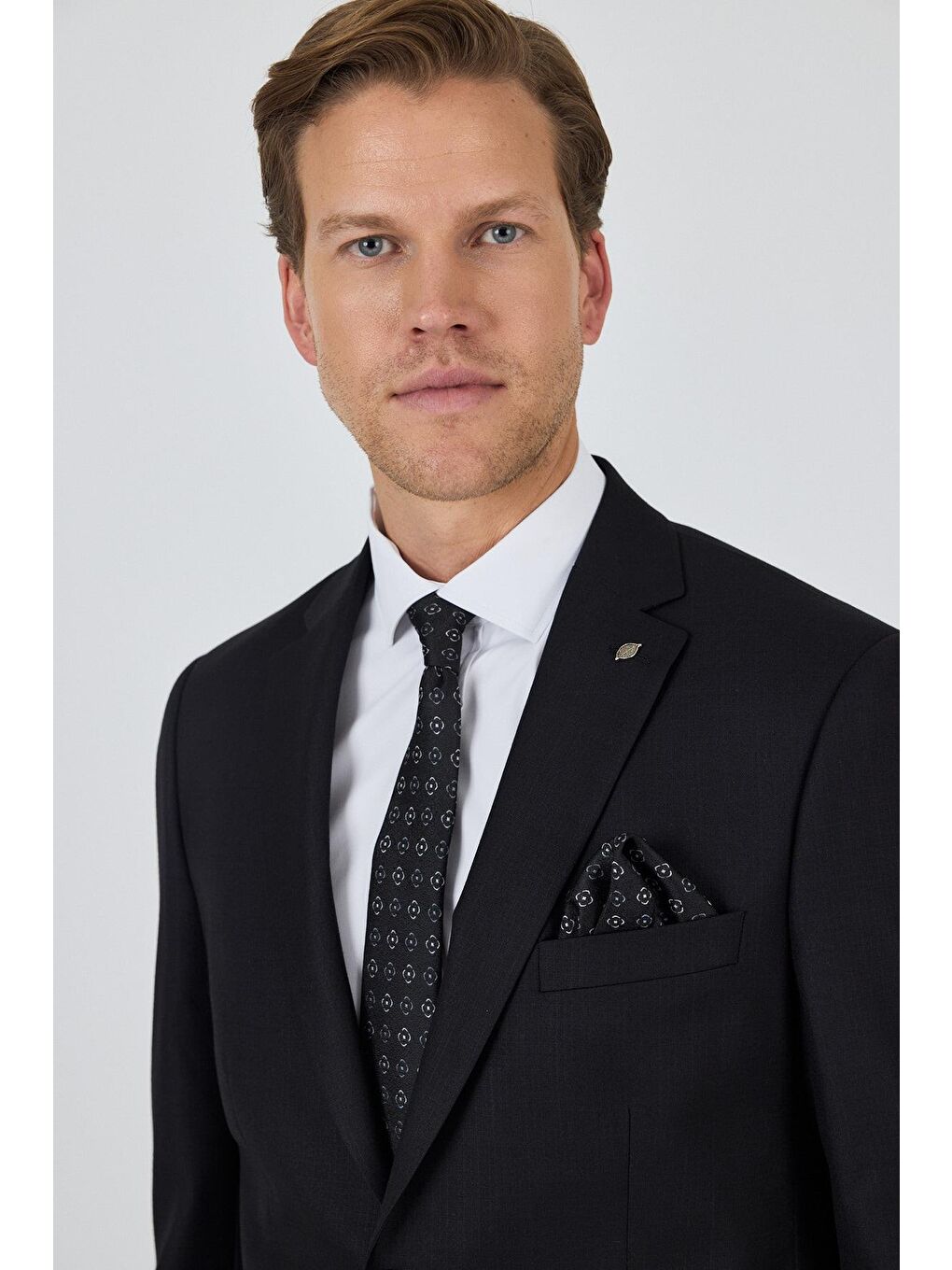 Siyah Düz Filafil Mono Yaka Tam Astar 6 Drop Comfort Fit Takım Elbise 1001250170-3