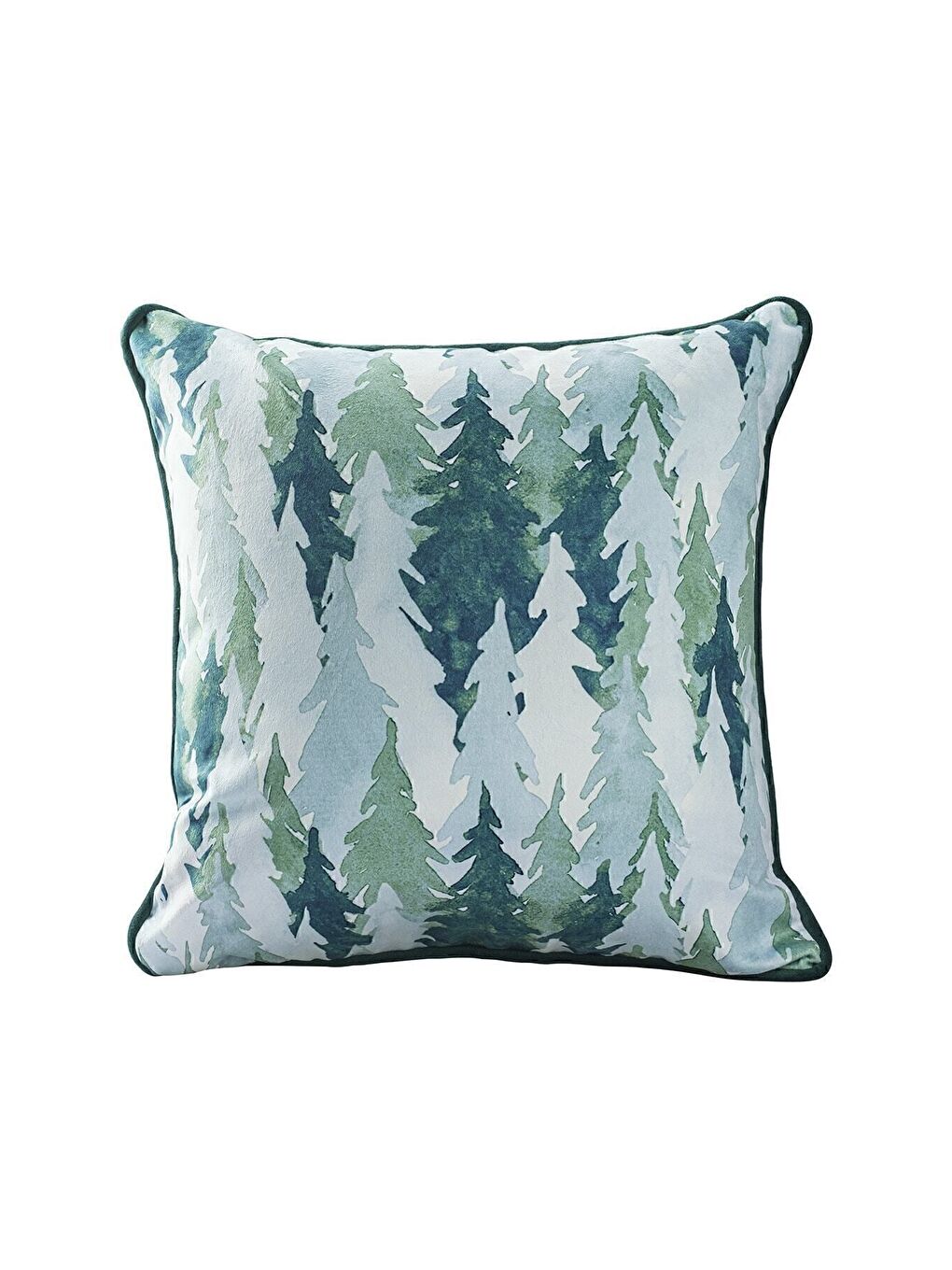 Yılbaşı Kırlent Kılıfı Yeşil Beyaz Çam Ağacı Desenli Yeni Yıl Ağacı 43X43-1