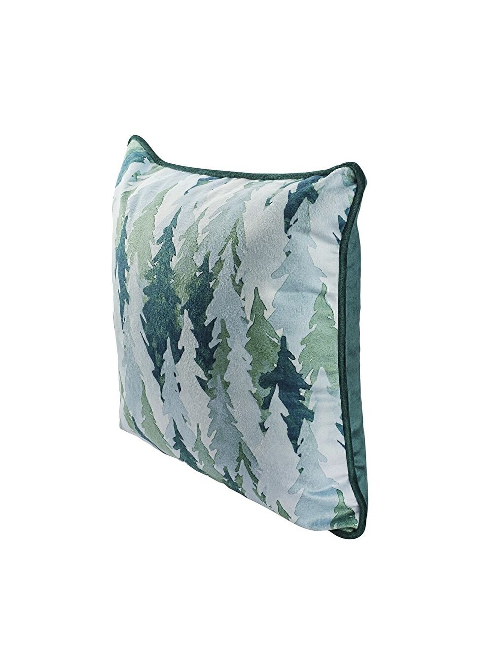 Yılbaşı Kırlent Kılıfı Yeşil Beyaz Çam Ağacı Desenli Yeni Yıl Ağacı 43X43-2