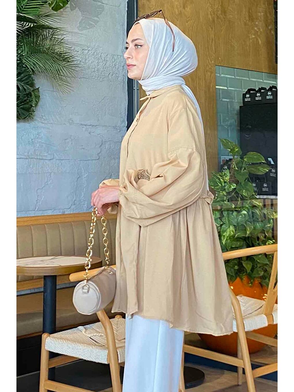 Kahverengi Lopez Balon Kol Tunik Sütlü Kahve-1