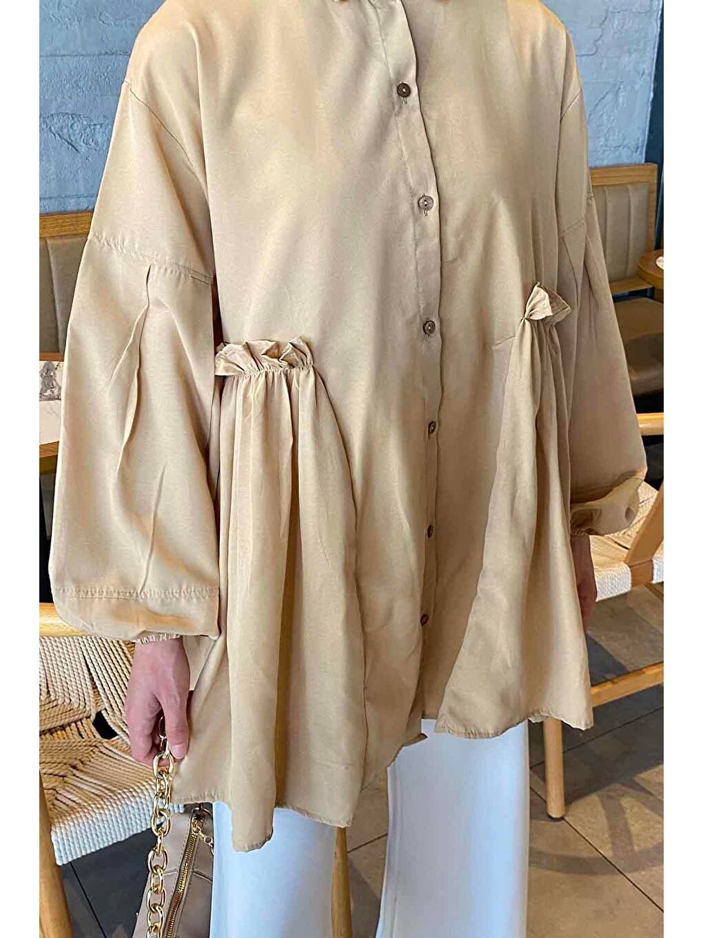 Kahverengi Lopez Balon Kol Tunik Sütlü Kahve-2