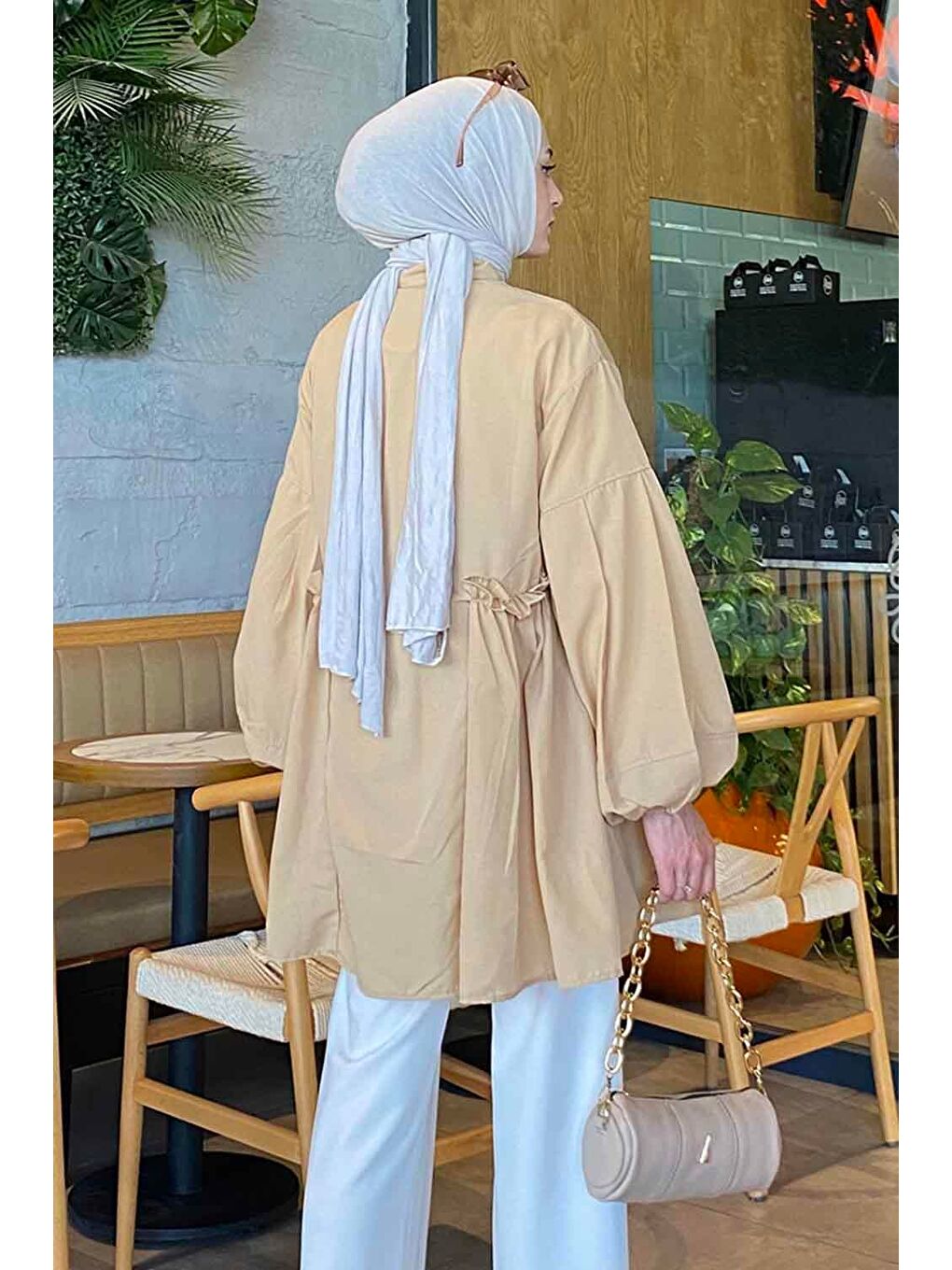 Kahverengi Lopez Balon Kol Tunik Sütlü Kahve-3