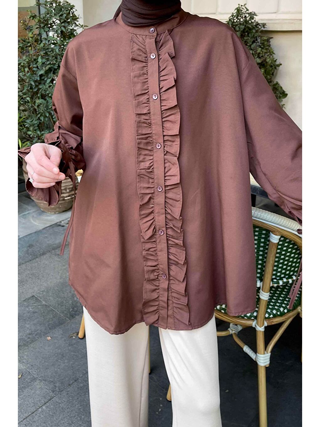 Flores Fırfırlı Tunik Acı Kahverengi-2