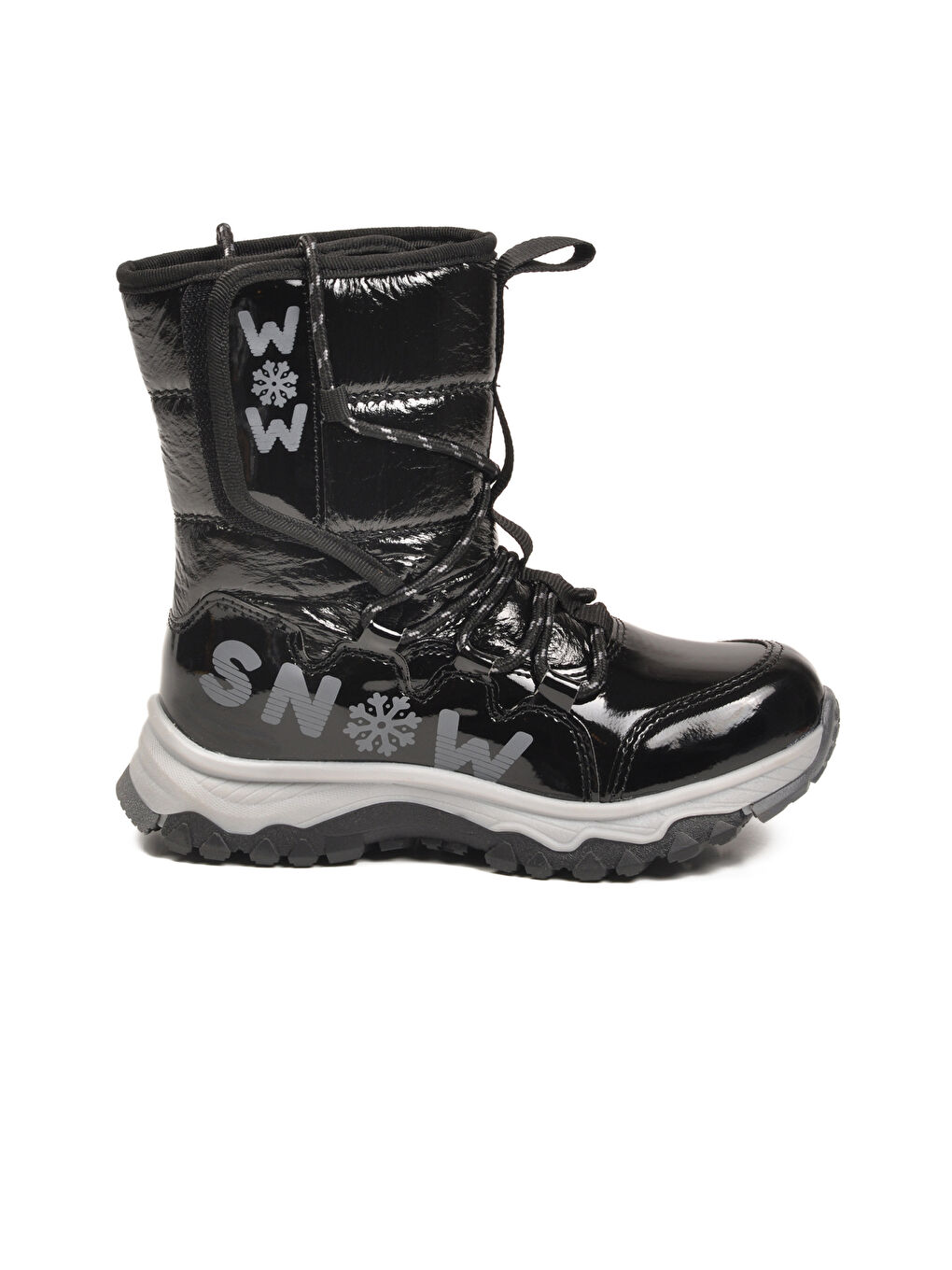 Siyah Kaymaz Taban İçi Polarlı Kız Çocuk Kar Botu 24081 F-1