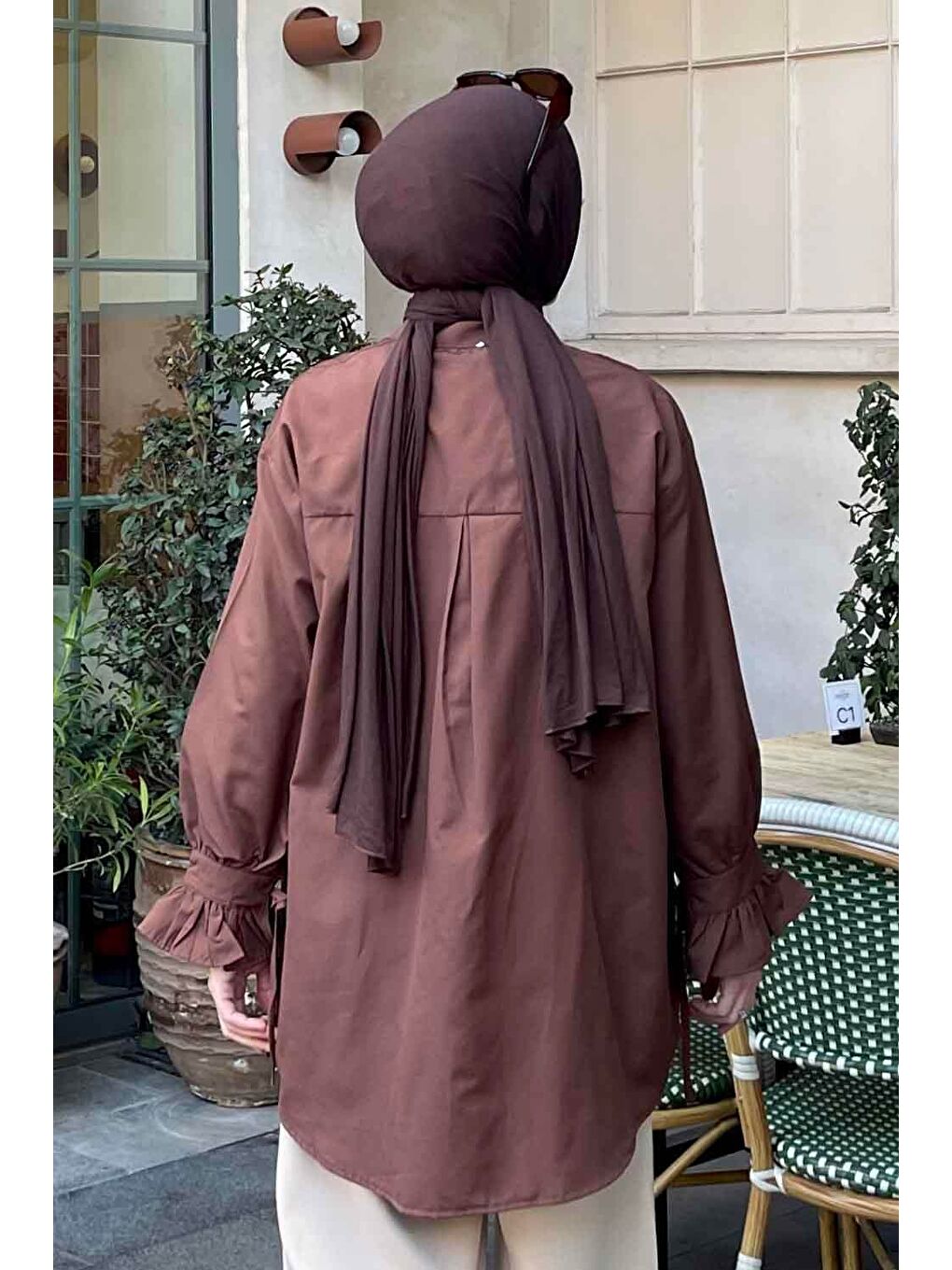 Flores Fırfırlı Tunik Acı Kahverengi-3