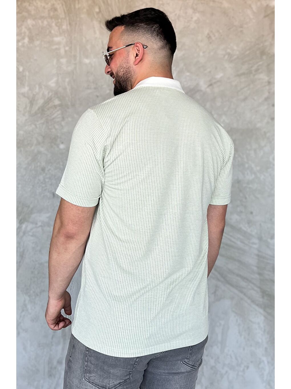 Haki Polo Yaka Cepli Erkek Tişört-2