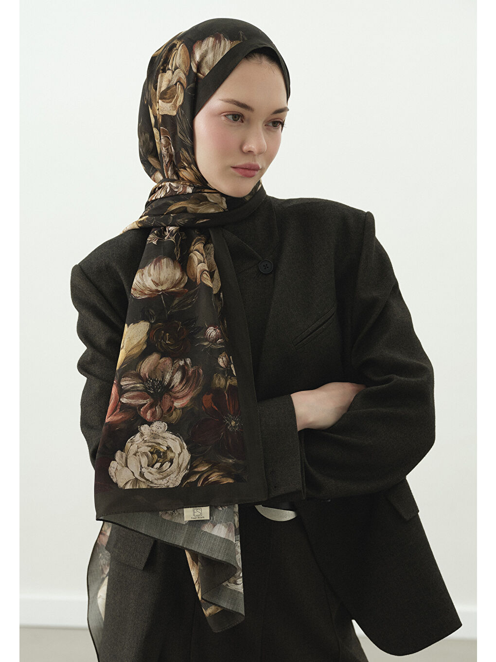 Yeşil ROSINE DESENLİ PAMUK VİSKON ŞAL YEŞİL