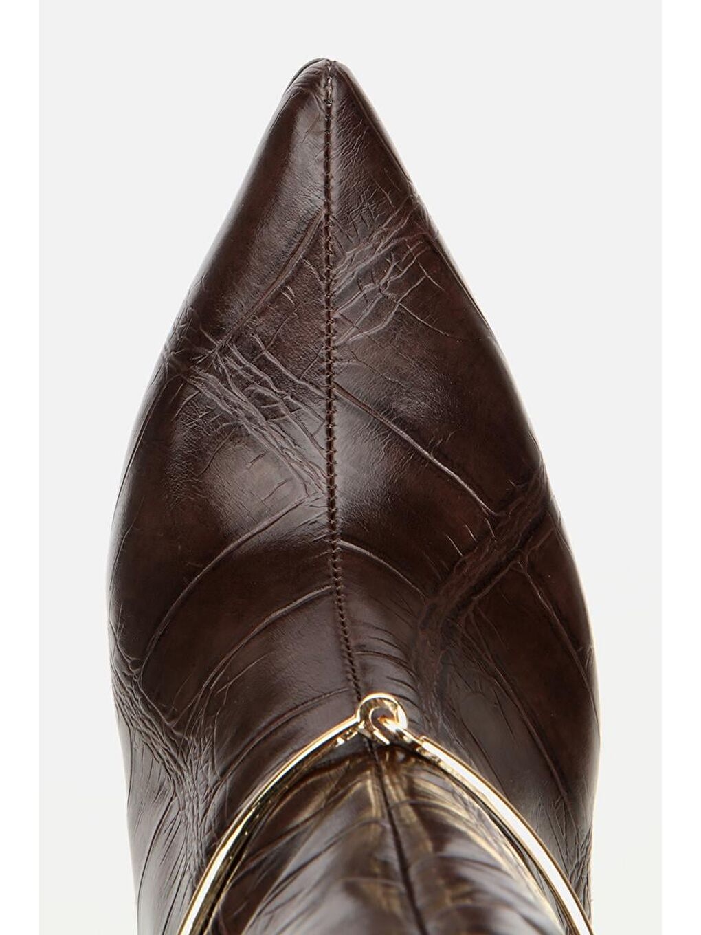 Kadın Kahverengi İnce Kemerli Tokalı Topuklu Çizme-4