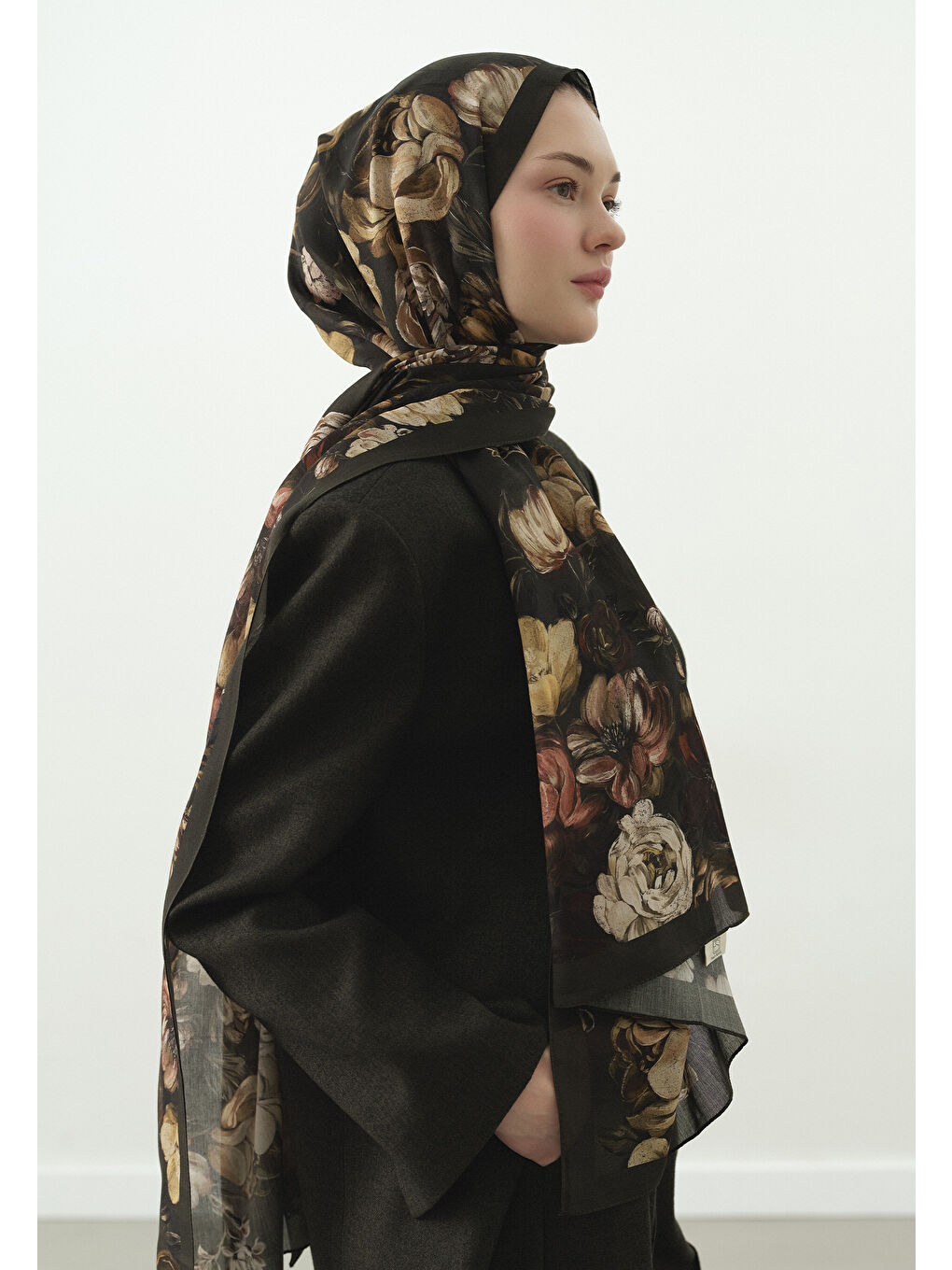 Yeşil ROSINE DESENLİ PAMUK VİSKON ŞAL YEŞİL-2