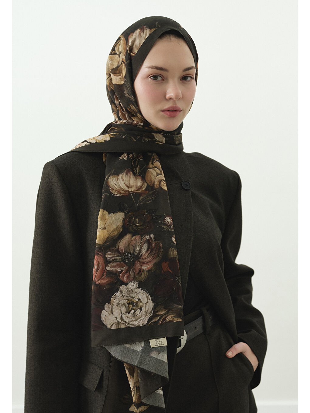 Yeşil ROSINE DESENLİ PAMUK VİSKON ŞAL YEŞİL-3