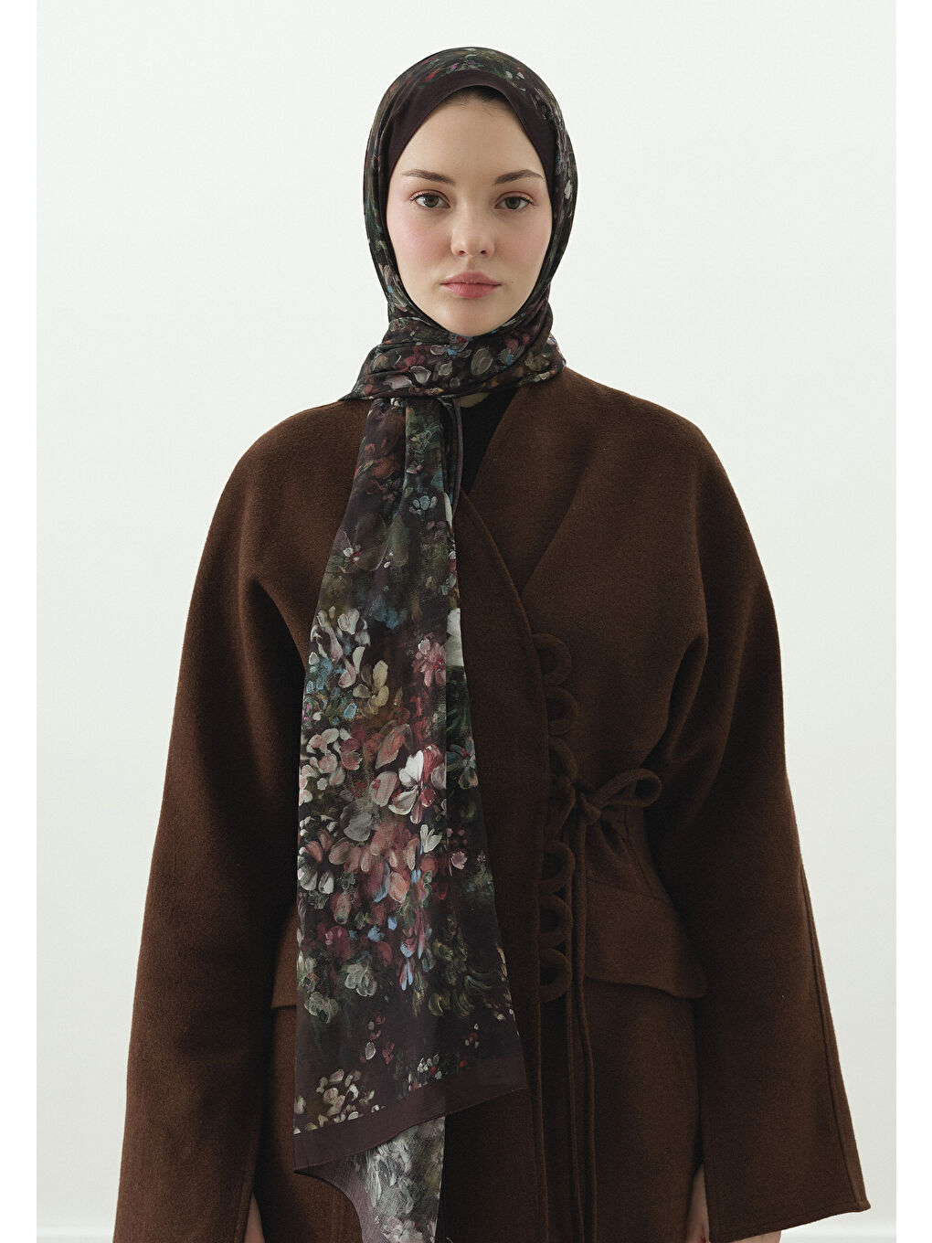 Lacivert DARK BEAUTY DESENLİ PAMUK VİSKON ŞAL MÜRDÜM