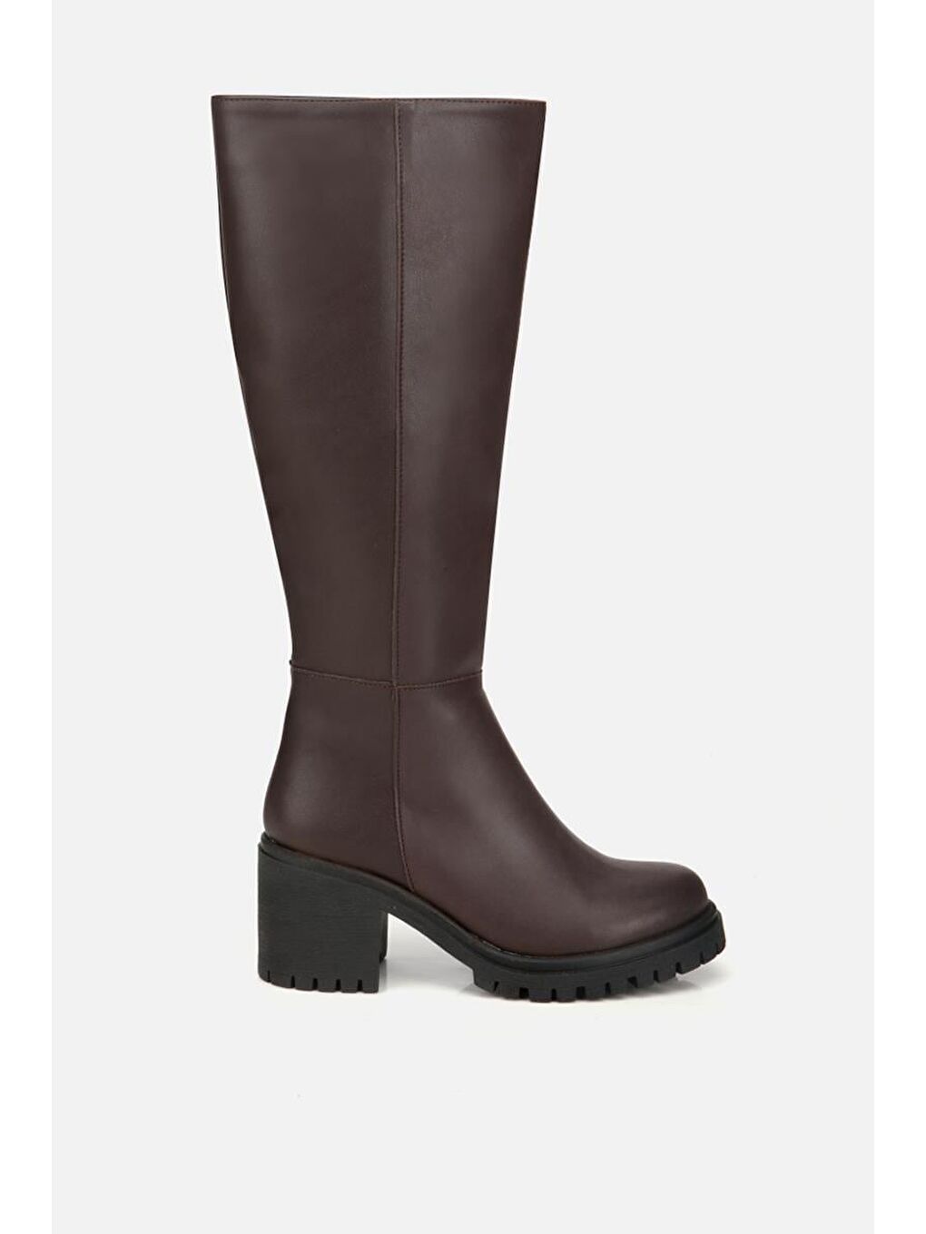 Kadın Kahverengi Kalın Tabanlı Topuklu Çizme