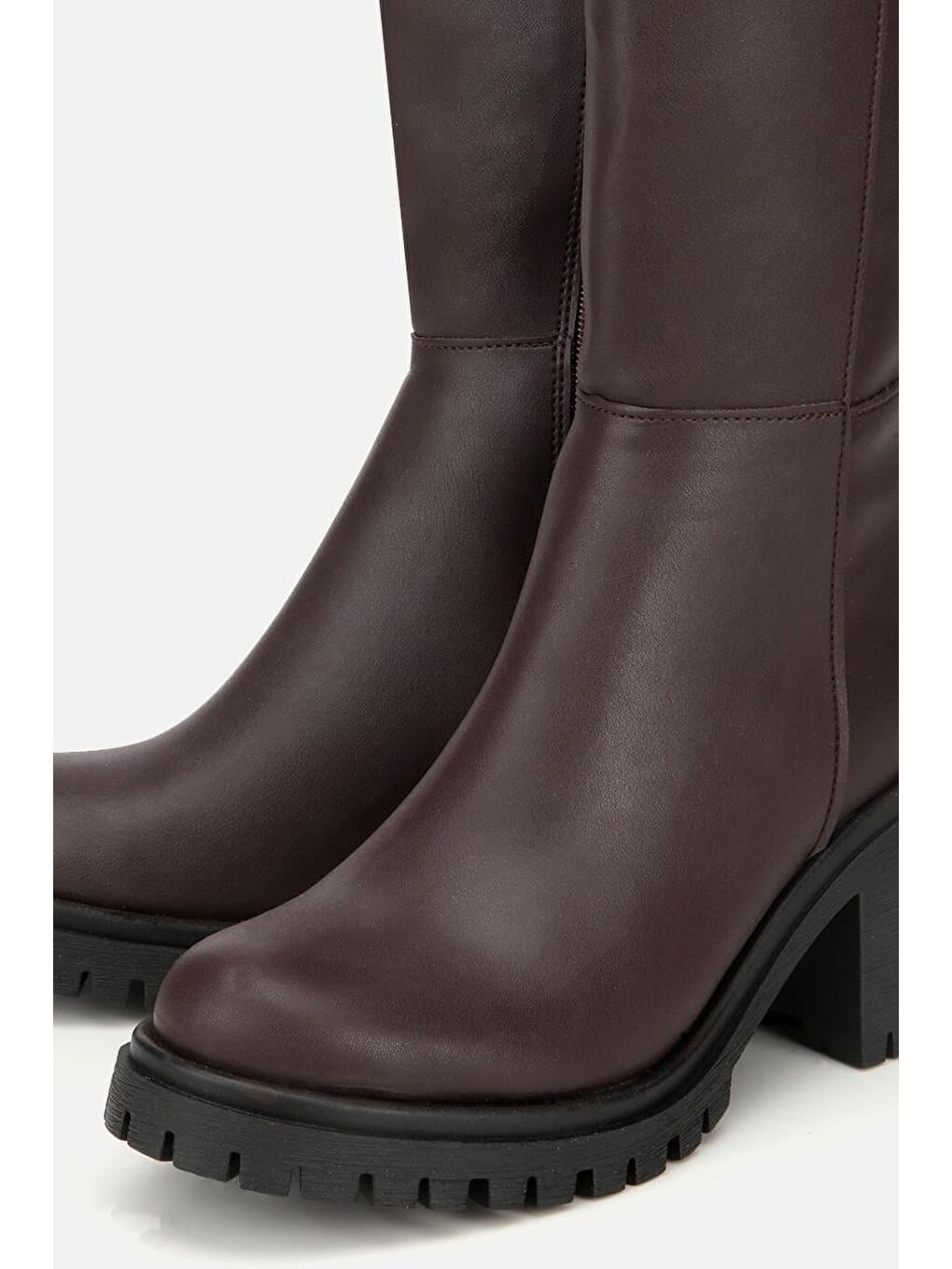 Kadın Kahverengi Kalın Tabanlı Topuklu Çizme-2