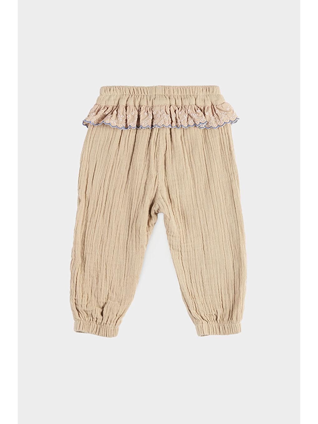 Bej Kız Çocuk Dantel Detaylı Pantolon