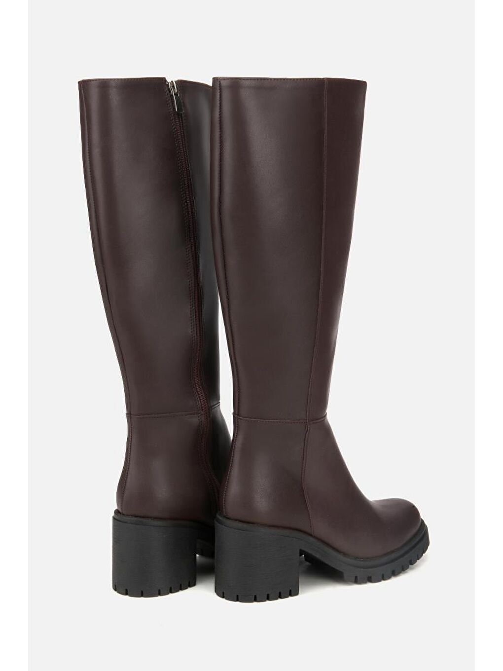 Kadın Kahverengi Kalın Tabanlı Topuklu Çizme-3