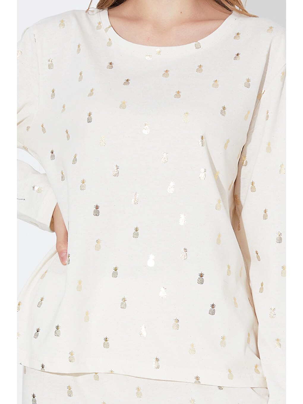 Gri Puan Desenli Örme Pijama Takım 7792-2