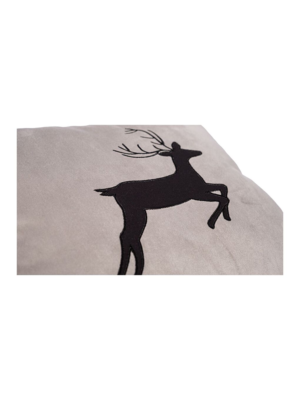 Yılbaşı Kırlent Kılıfı Bej Zemin Geyik  Desenli  Yeni Yıl  43x43-3