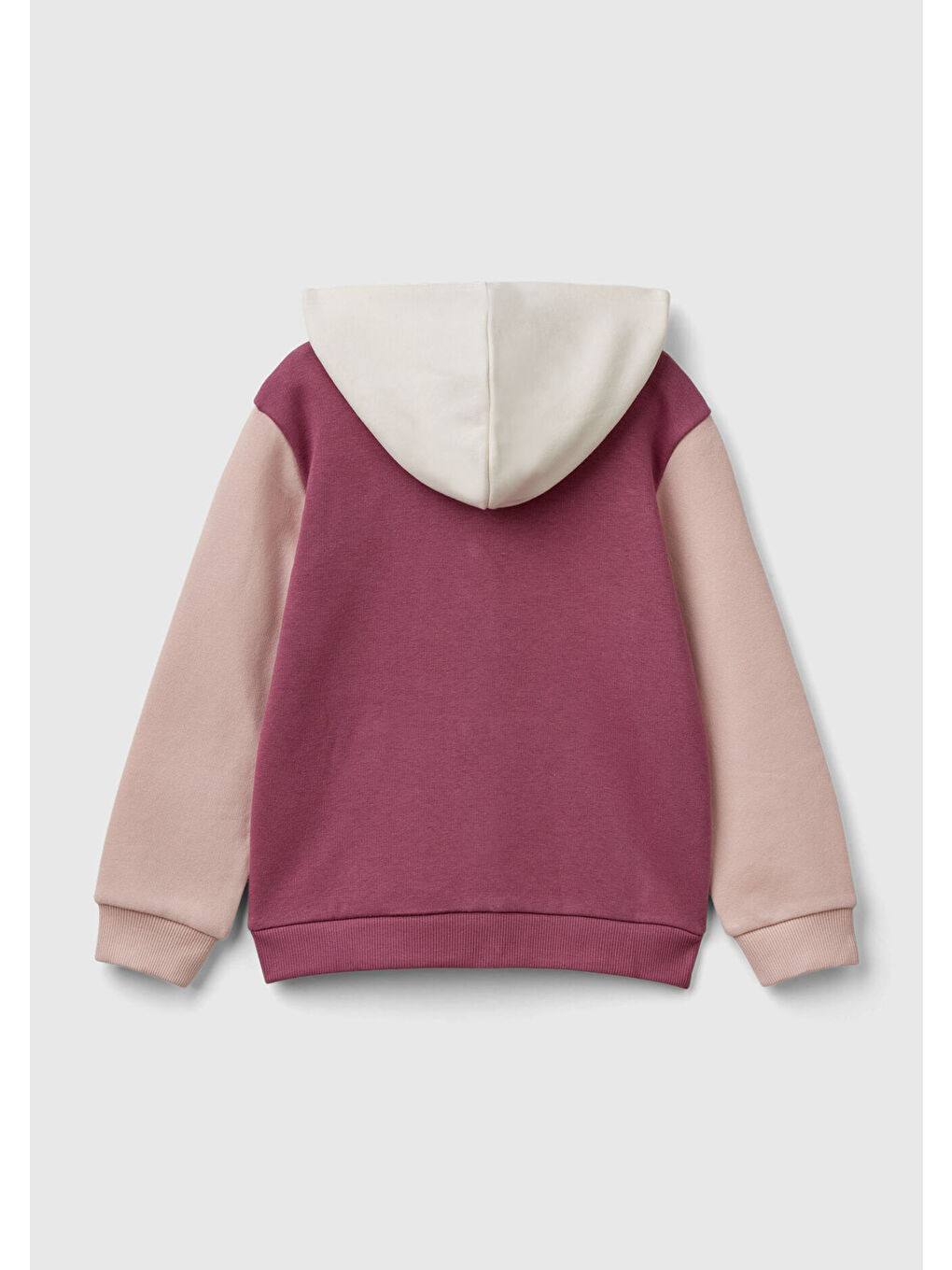 United Colors Of Benetton Pembe Kız Çocuk Gül Kurusu Mix Pamuk Karışımlı Fermuarlı Kapüşonlu Logolu Sweatshirt - 1