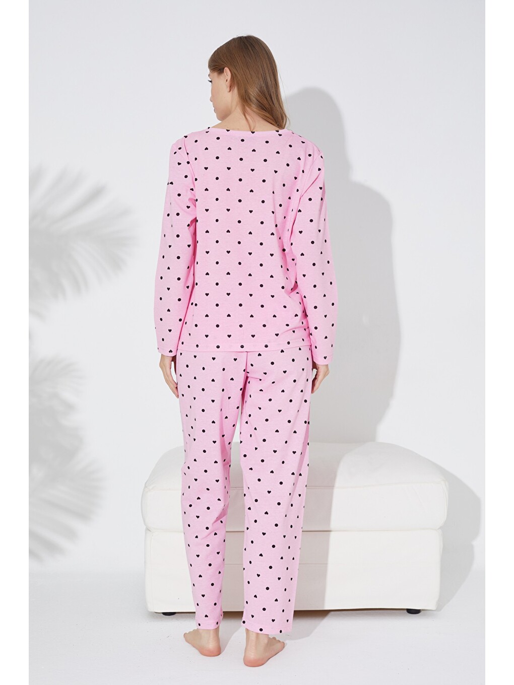 Karışık Puan Desenli Örme Pijama Takım 7792-2