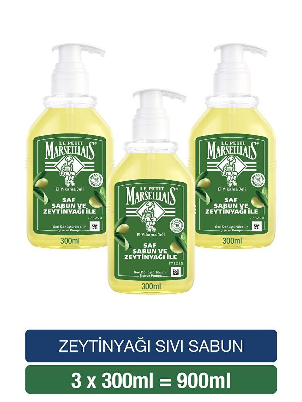 Le Petit Marseillais Renksiz Sıvı Sabun Zeytinyağı 300 ml x3