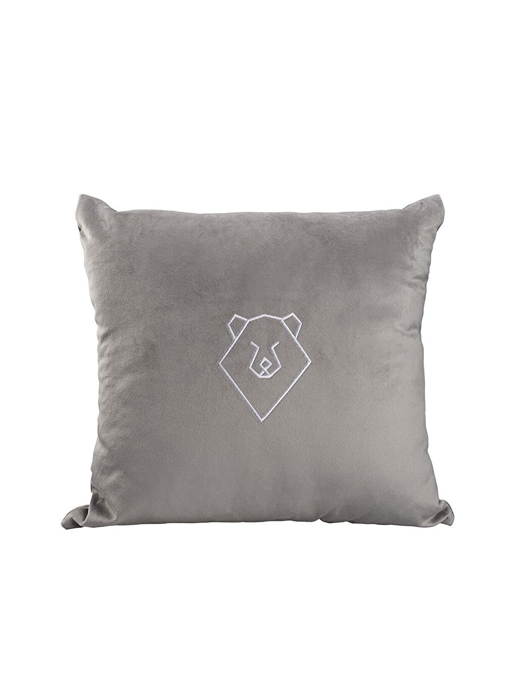 Kahverengi Yılbaşı Kırlent Kılıfı Toprak Zemin Beyaz Nakışlı Minimal Ayı Desenli Yeni Yıl-1