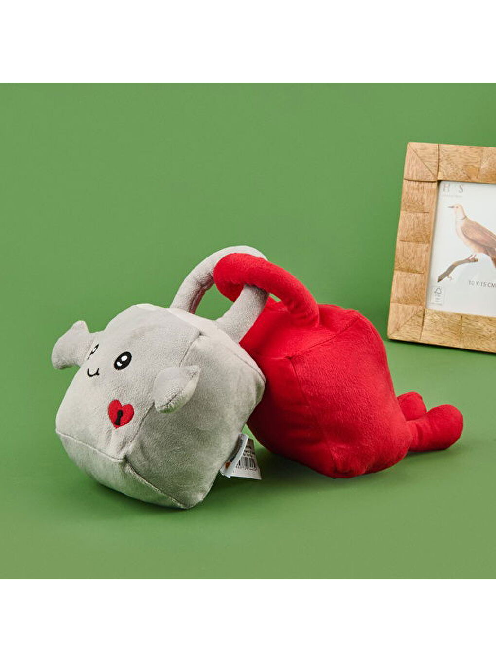 Soft Kilit Figürlü 2'li Yastık - Kırmızı / Gri-2