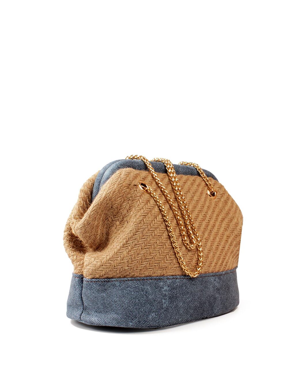 Mavi Kadın Burslu Zincir Askılı Taban Destekli Biyeli Jüt Hasır Otantik El Ve Omuz Çantası (10822)