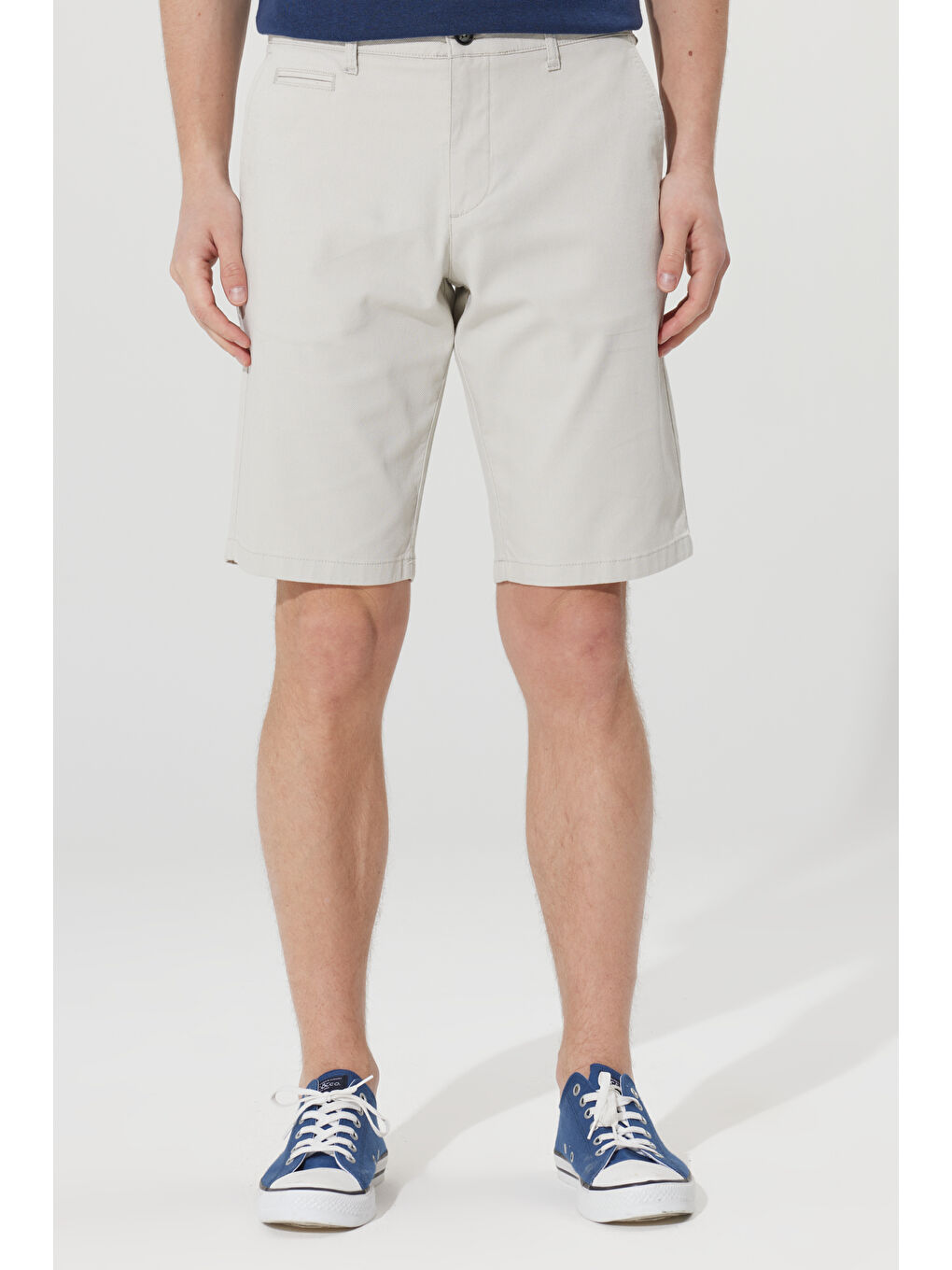 Bej Erkek Taş Slim Fit Dar Kesim Yan Cepli Armürlü Şort