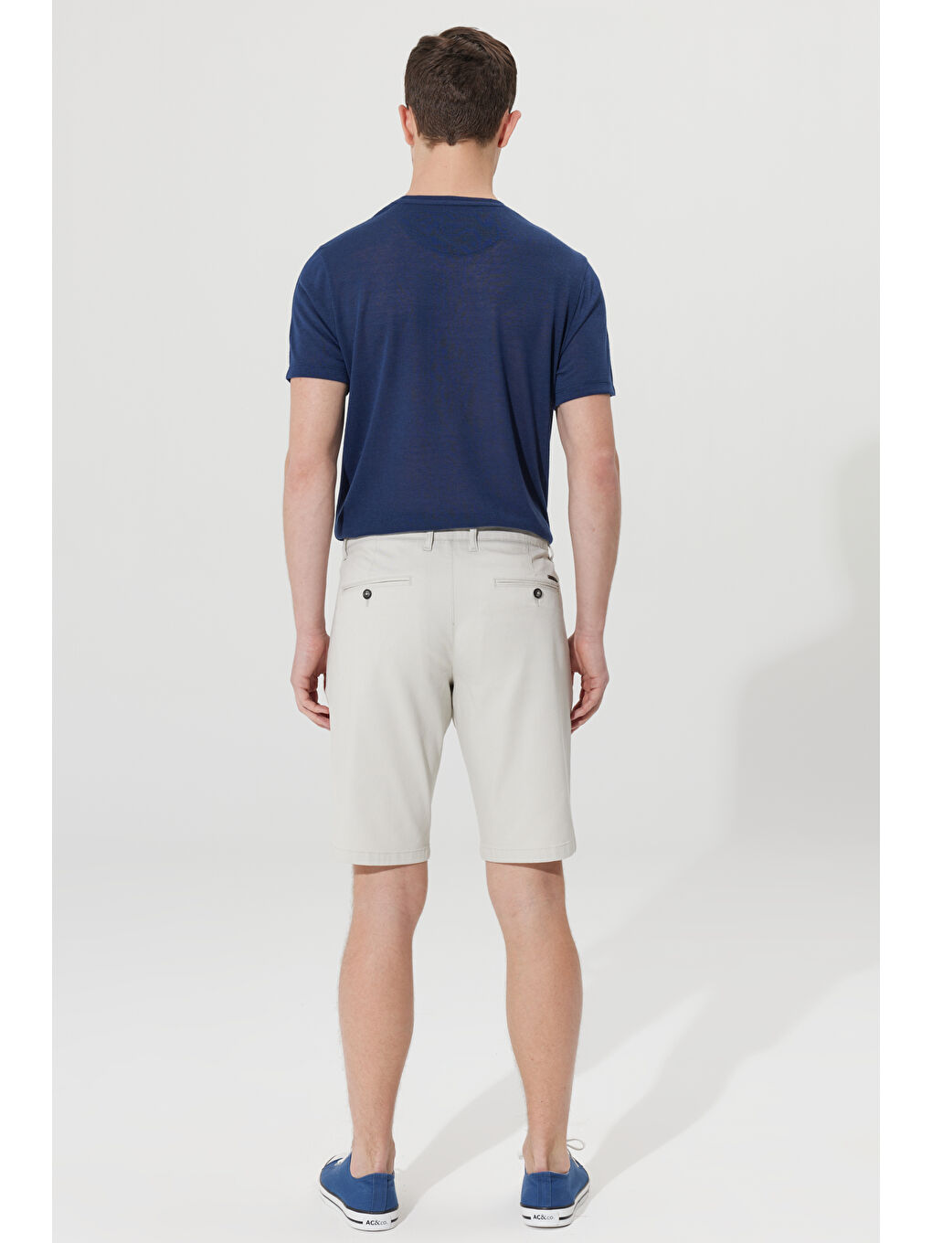 Bej Erkek Taş Slim Fit Dar Kesim Yan Cepli Armürlü Şort-5