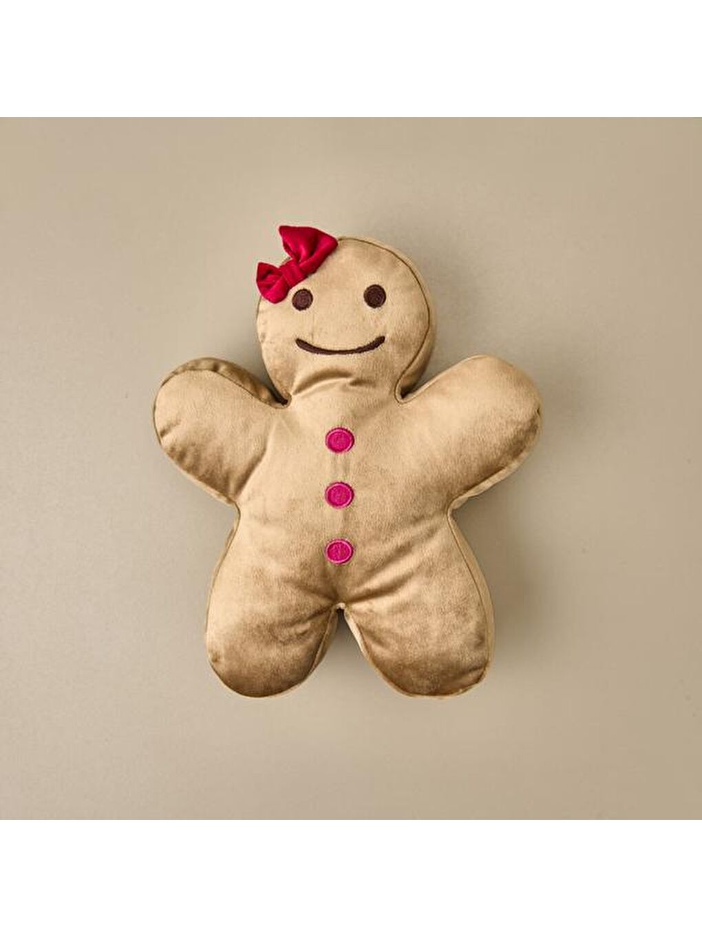 Soft Gingerbread Kız Figürlü Yastık - Kahverengi - 40x25 cm-1