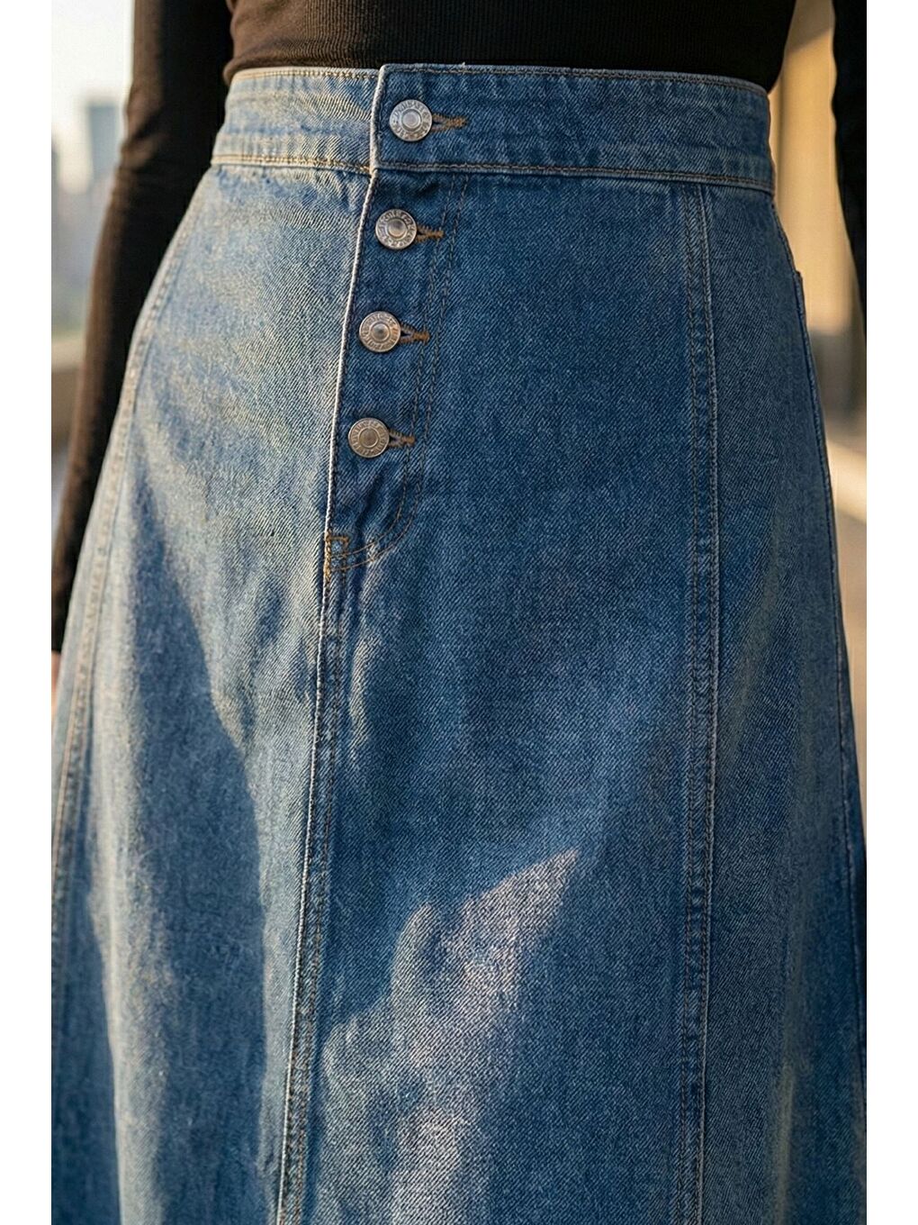 Mavi Tesettür Jean Jean Etek-6