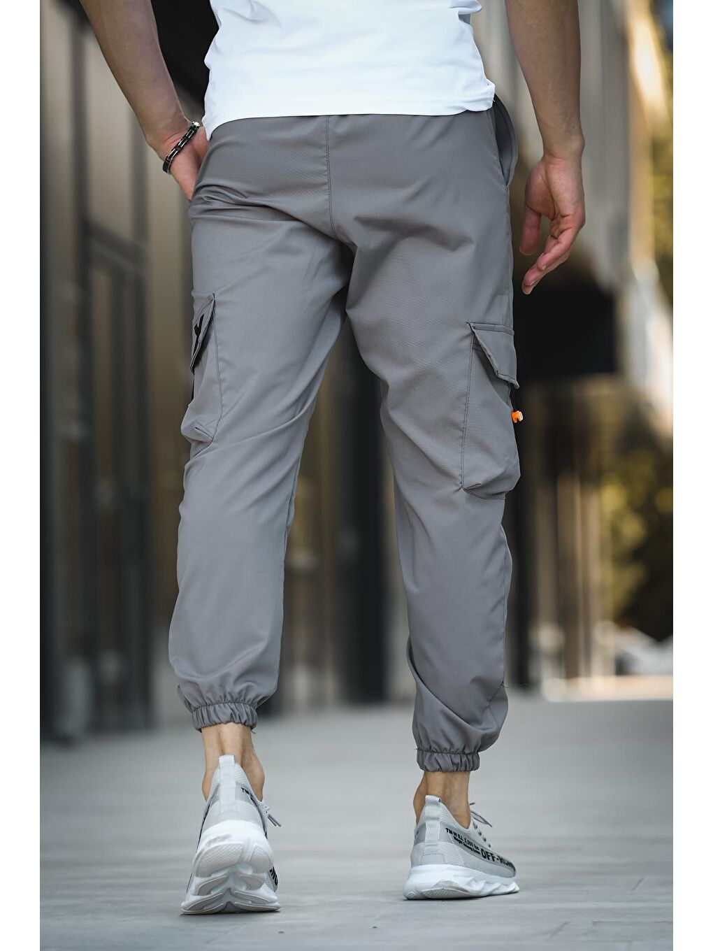 Antrasit Destry Slim Fit Kort Paraşüt Kargo Cepli Erkek Eşofman Alt-3