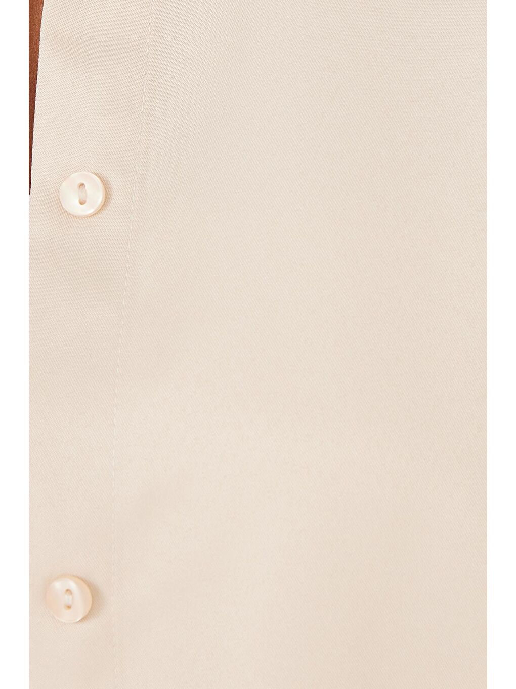 Kadın Oversize Rahat Kesim Spor Yaka Uzun Kollu Basic Düz Bej Gömlek-5