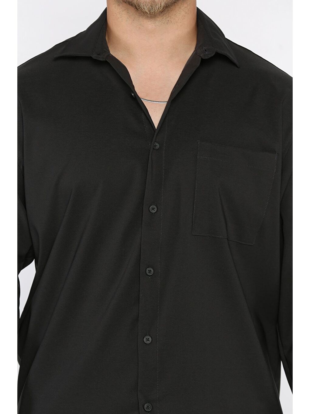 Antrasit Erkek Tek Cepli Uzun Kol Elastanlı Oversize Gömlek-3