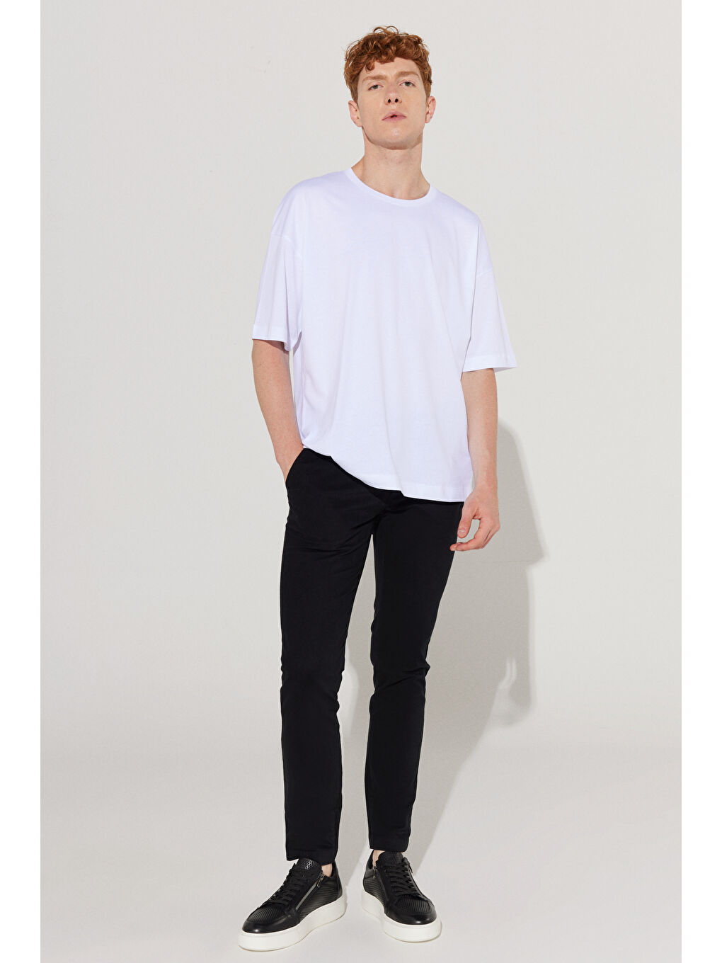 Erkek Siyah Slim Fit Dar Kesim Pamuklu Esnek Yan Cep Rahat Chino Pantolon-2