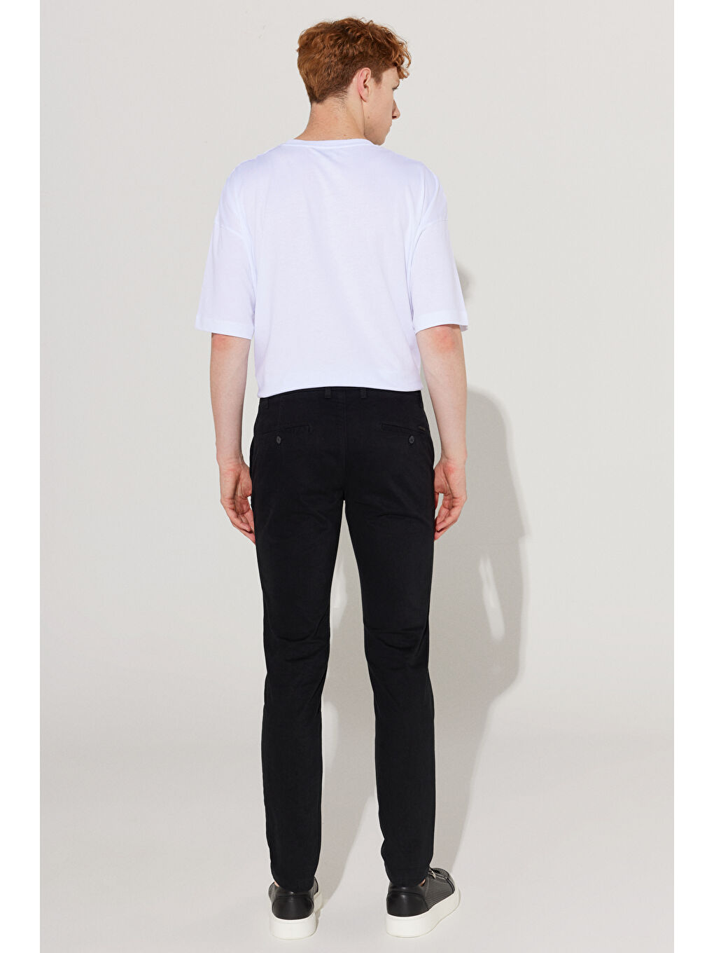 Erkek Siyah Slim Fit Dar Kesim Pamuklu Esnek Yan Cep Rahat Chino Pantolon-4