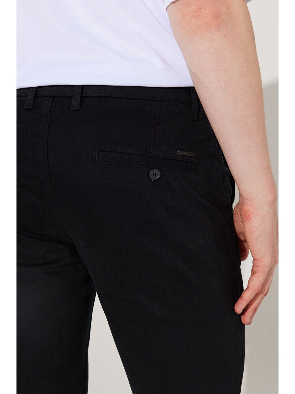 Erkek Siyah Slim Fit Dar Kesim Pamuklu Esnek Yan Cep Rahat Chino Pantolon-5