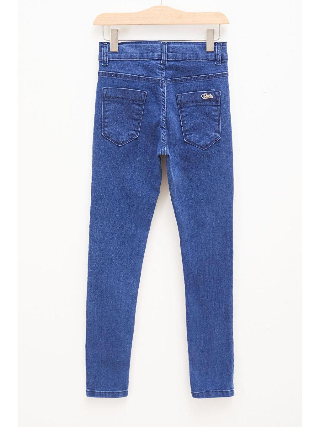 Lacivert Dar Paça Ayarlanabilir Bel Kız Çocuk Jean Pantolon 17748-4