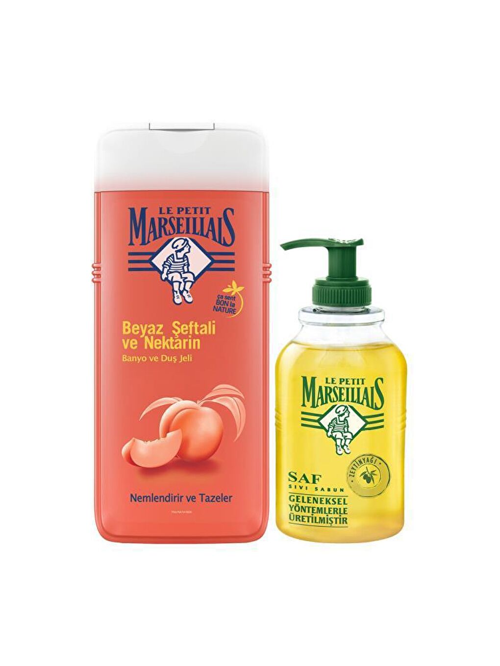 Le Petit Marseillais Renksiz Duş Jeli Beyaz Şeftali & Nektarin 650 ml + Zeytinyağı Sıvı Sabun 300 ml - 1