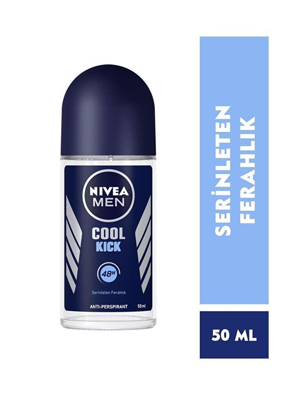 NIVEA Şeffaf Men Erkek Roll On Deodorant Cool Kick 48 Saat Anti-Perspirant Koruma 50 ml, Serinleten Ferahlık