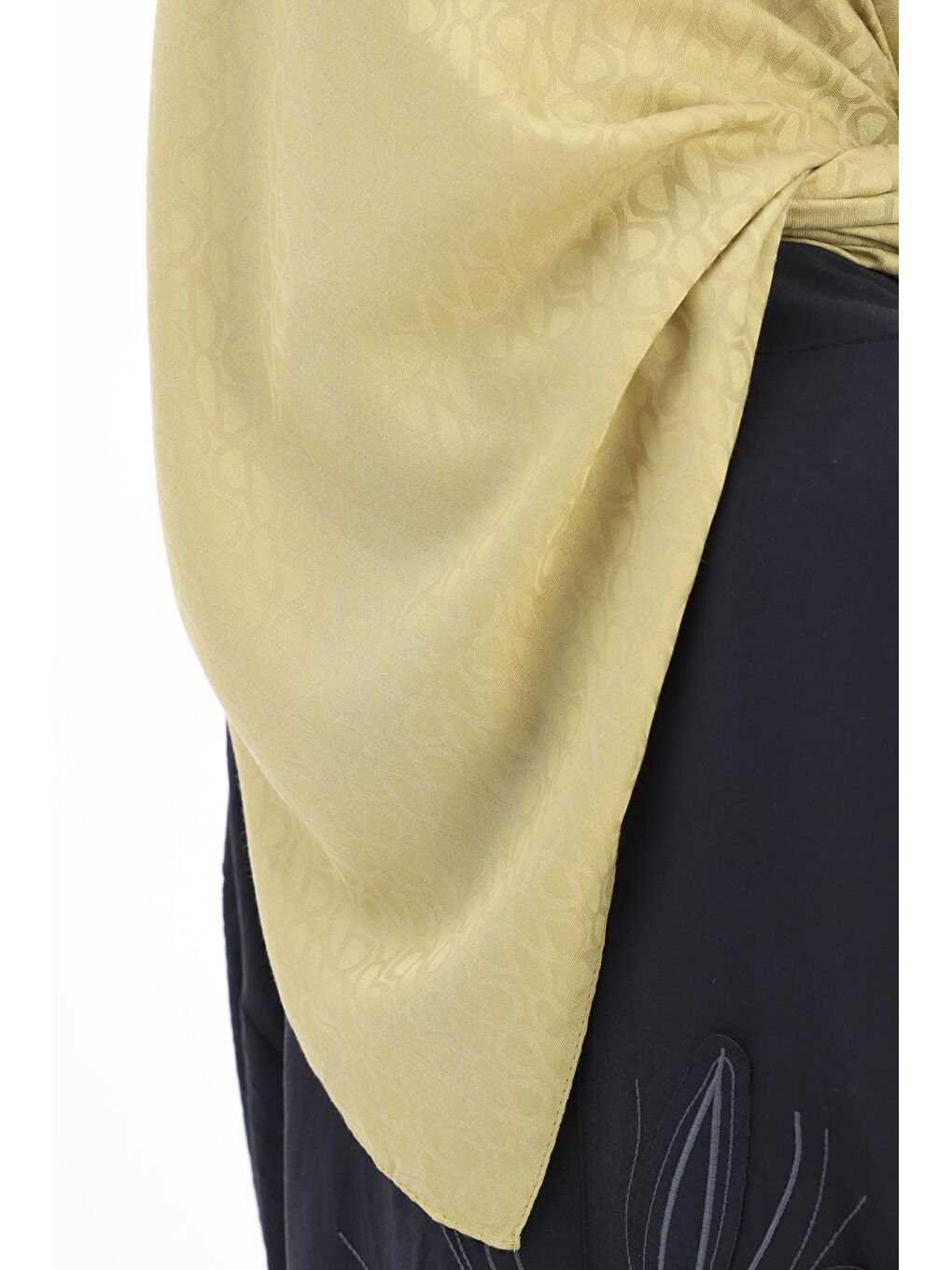 Zeytin Yeşili Desenli Jakar Eşarp-2