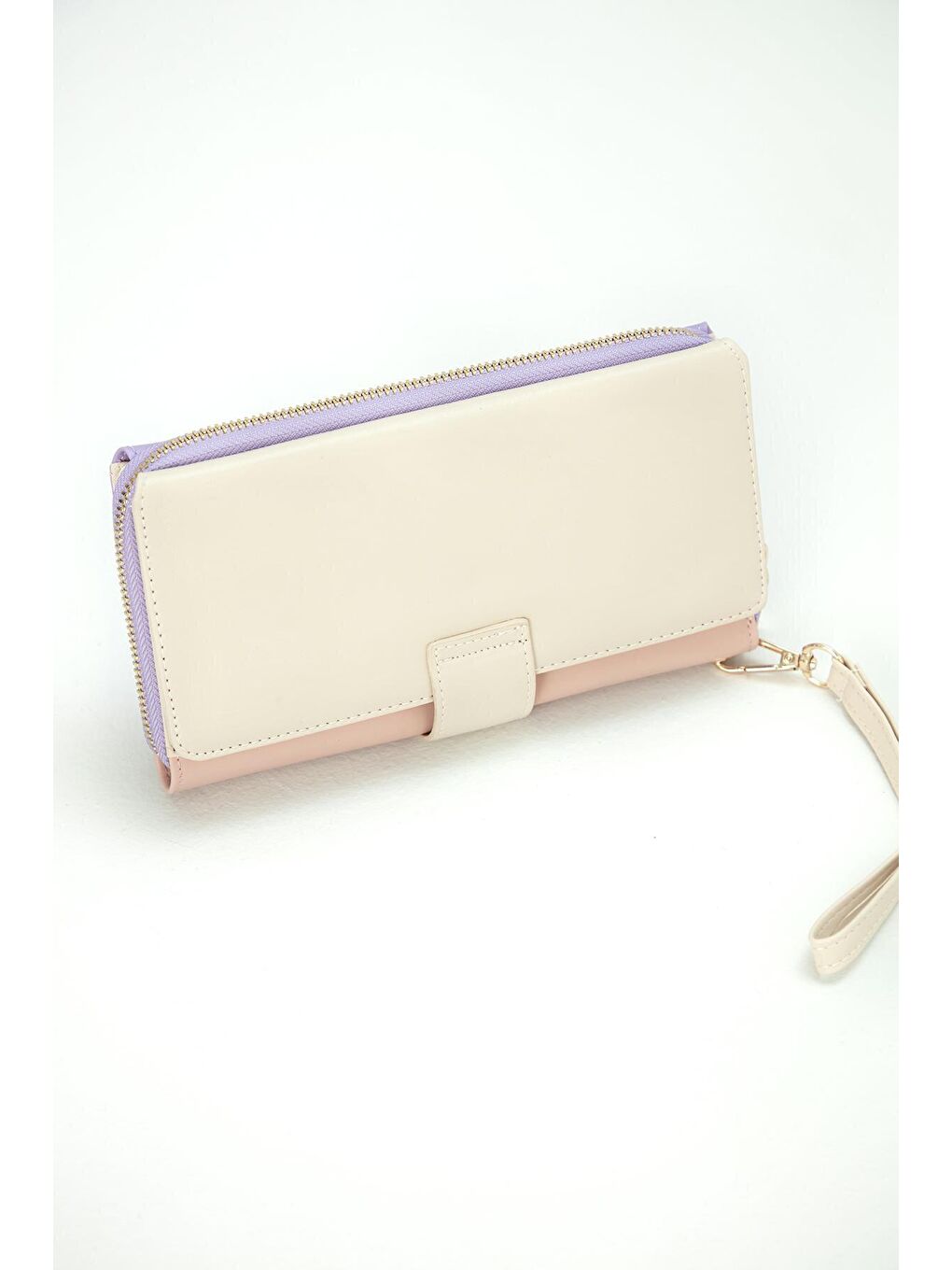 Lila Büyük Boy Renkli Kadın Cüzdan Ve El Çantası-1