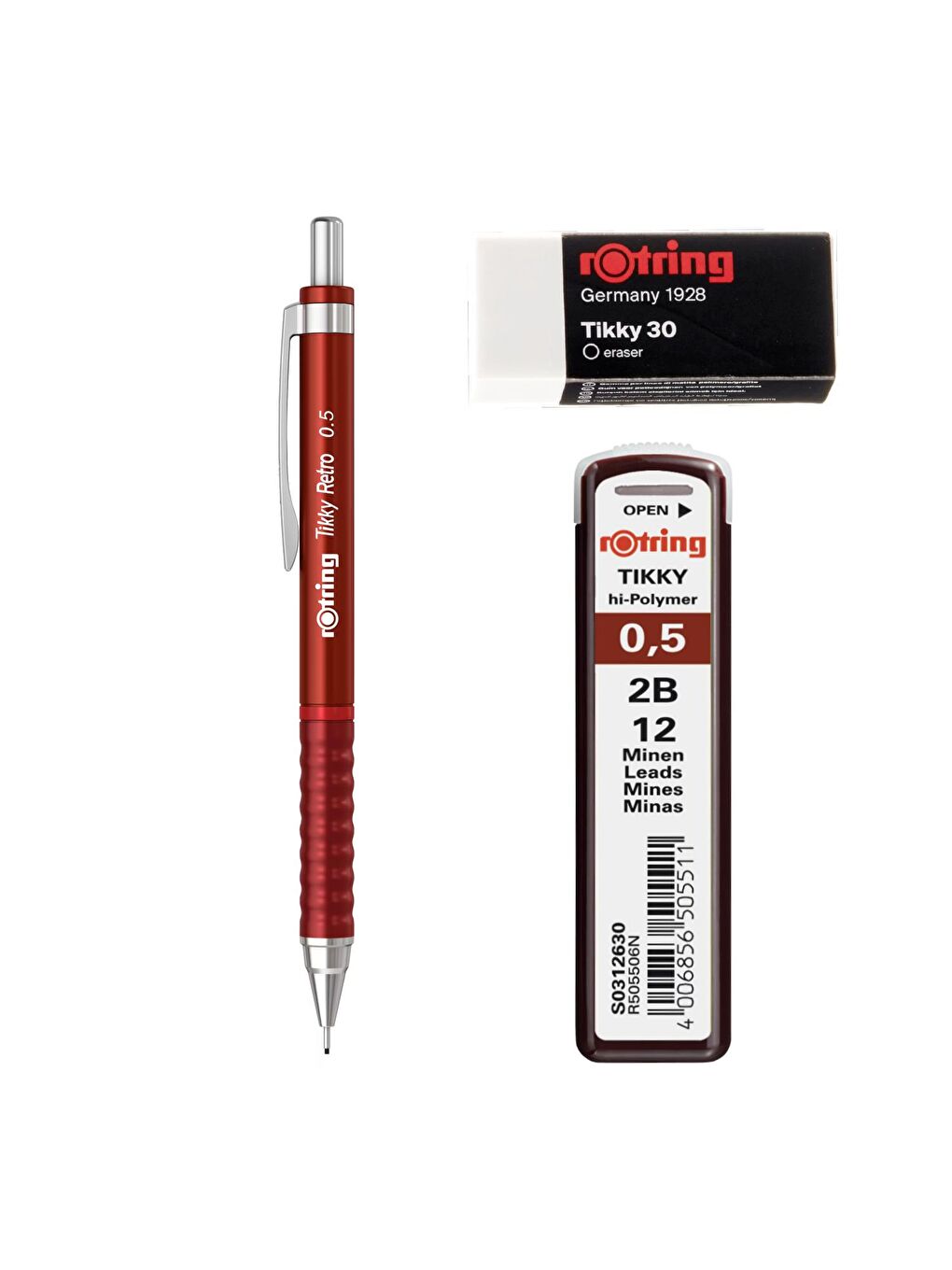 Retro Versatil Uçlu Kalem Uç-Silgi 3 lü Okul Seti 0.5-1