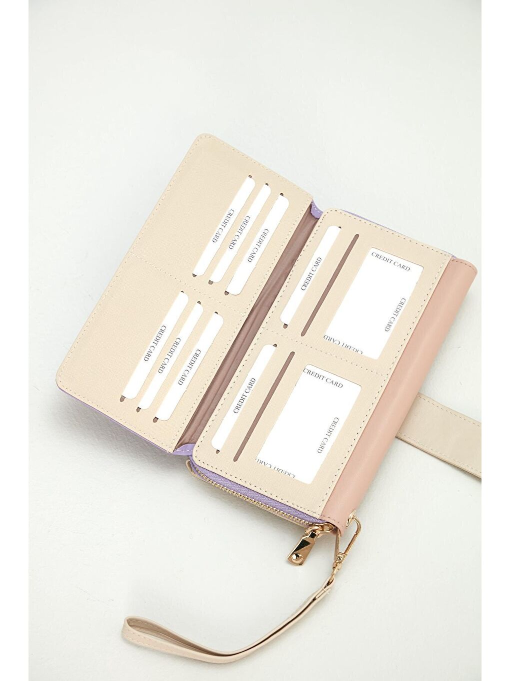 Lila Büyük Boy Renkli Kadın Cüzdan Ve El Çantası-3