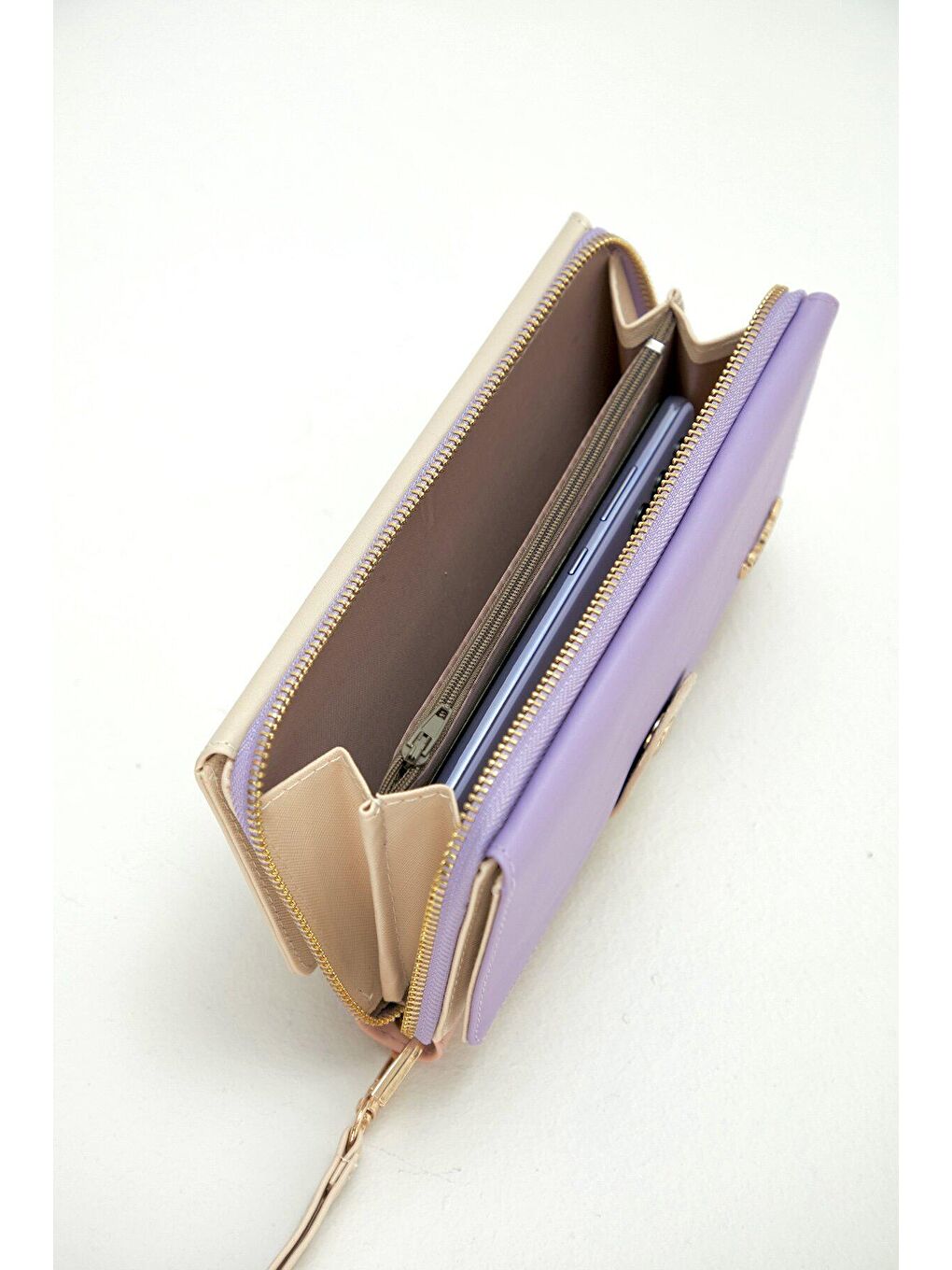 Lila Büyük Boy Renkli Kadın Cüzdan Ve El Çantası-4